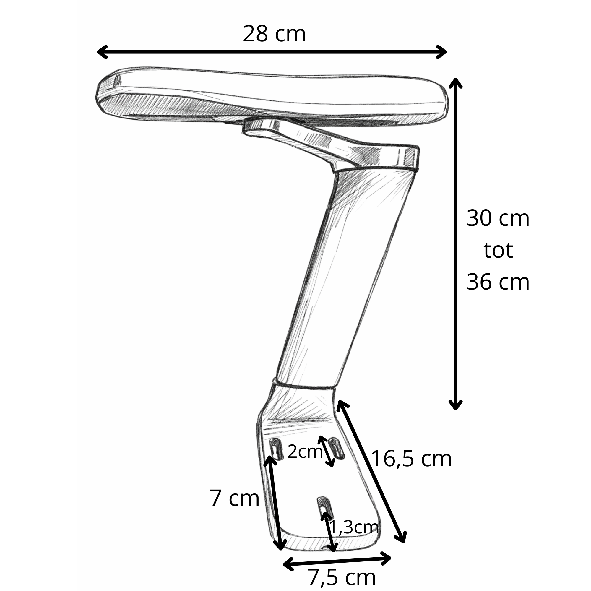 5D armsteunen bureaustoel