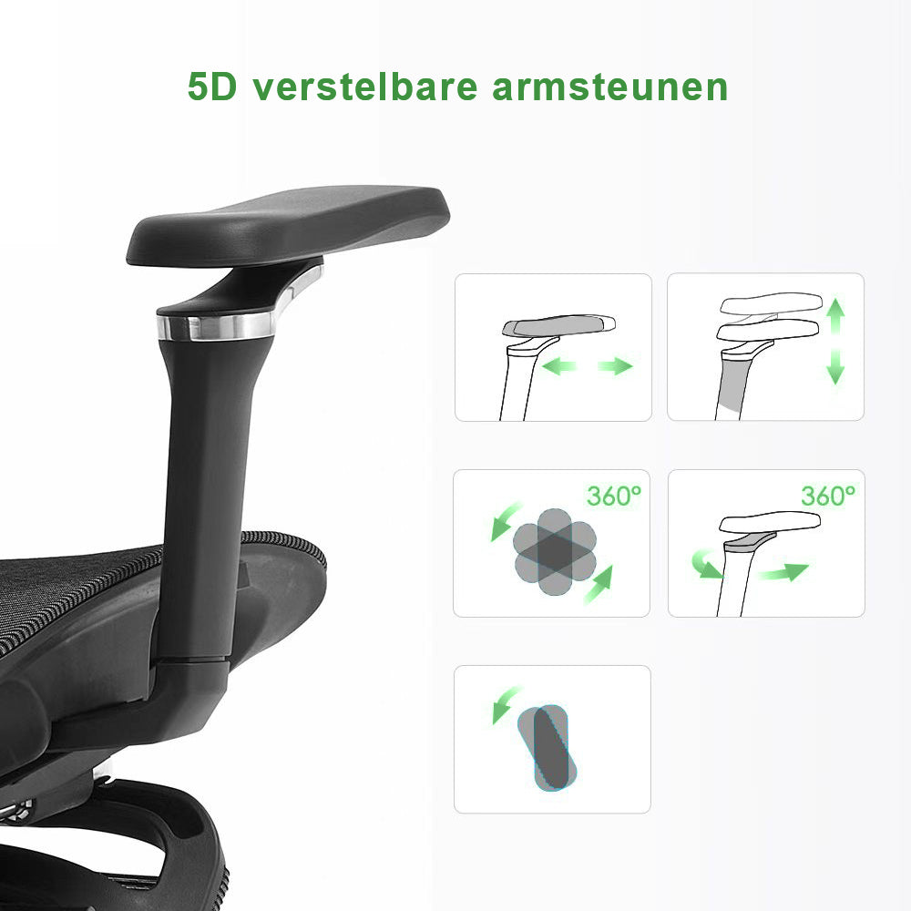 5D armsteunen bureaustoel