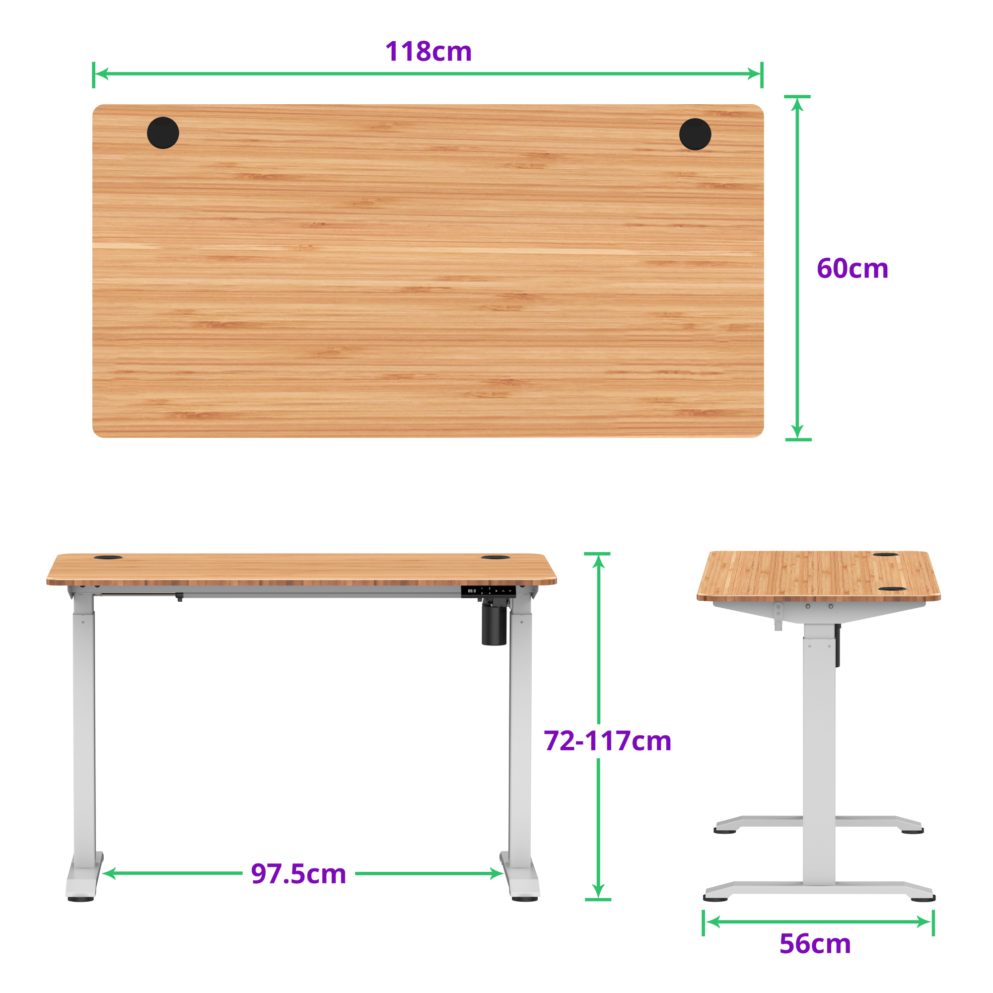 E-balance elektrisch zit-sta bureau 118×60