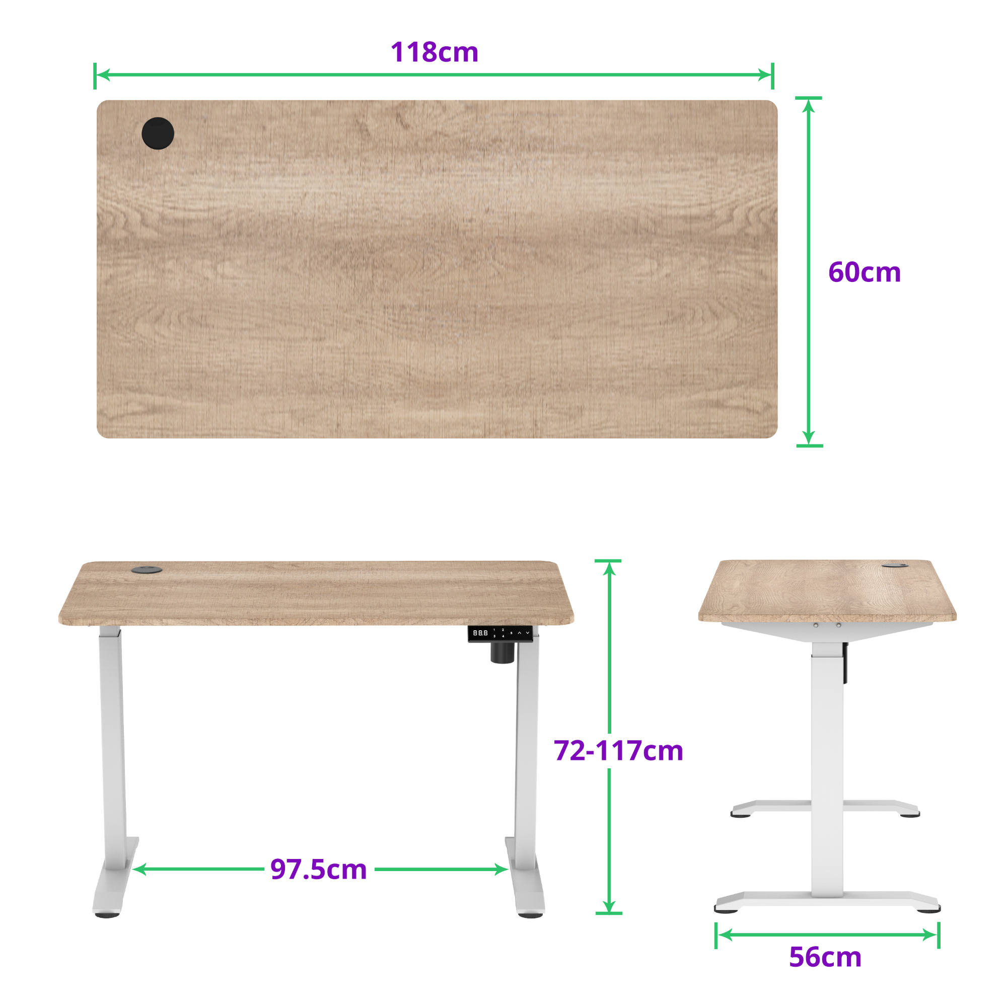 E-balance elektrisch zit-sta bureau 118×60