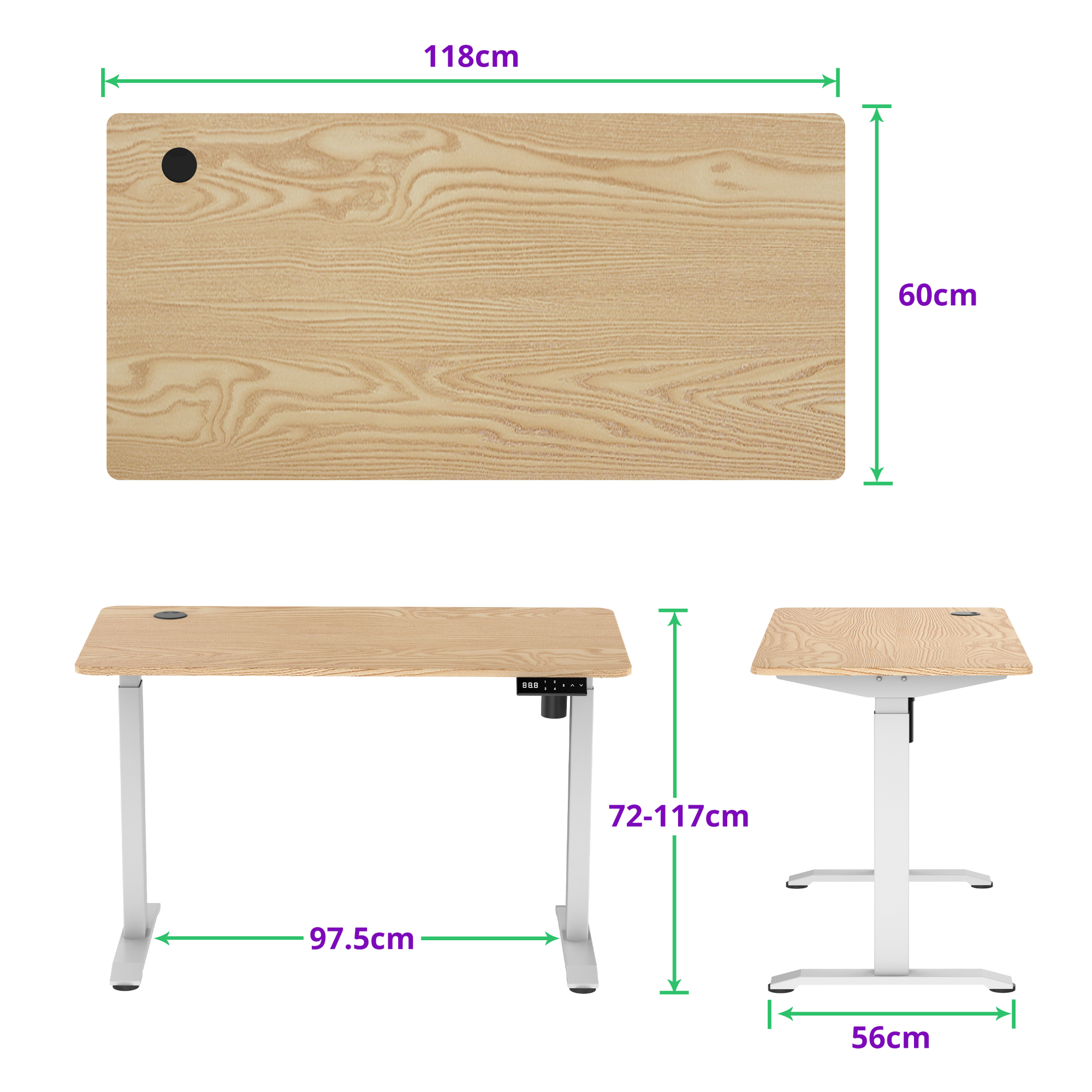 E-balance elektrisch zit-sta bureau 118×60