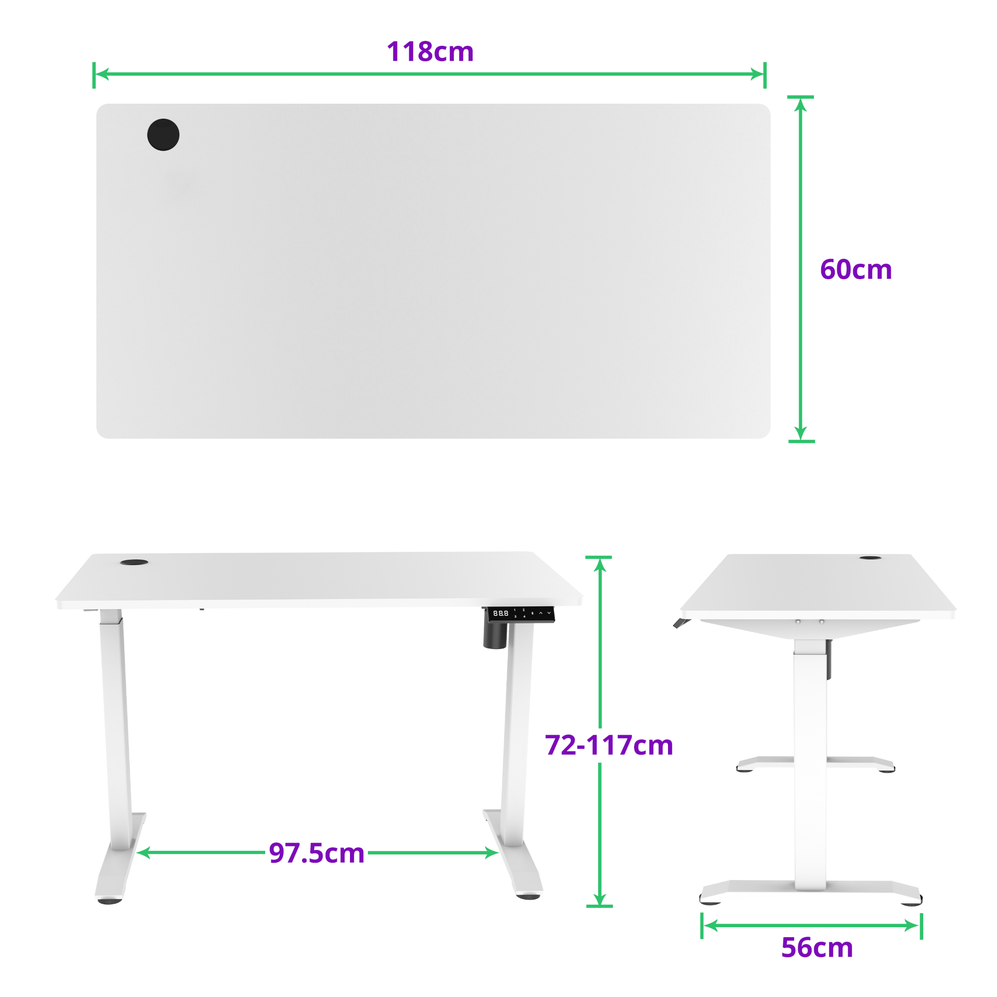 E-balance elektrisch zit-sta bureau 118×60