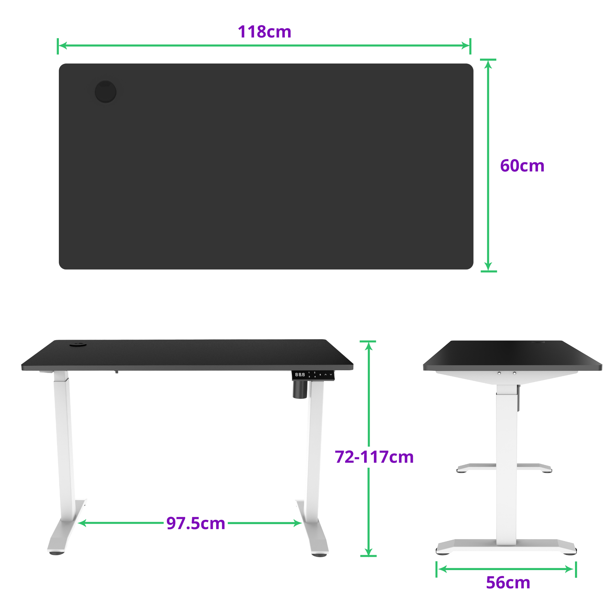 E-balance elektrisch zit-sta bureau 118×60