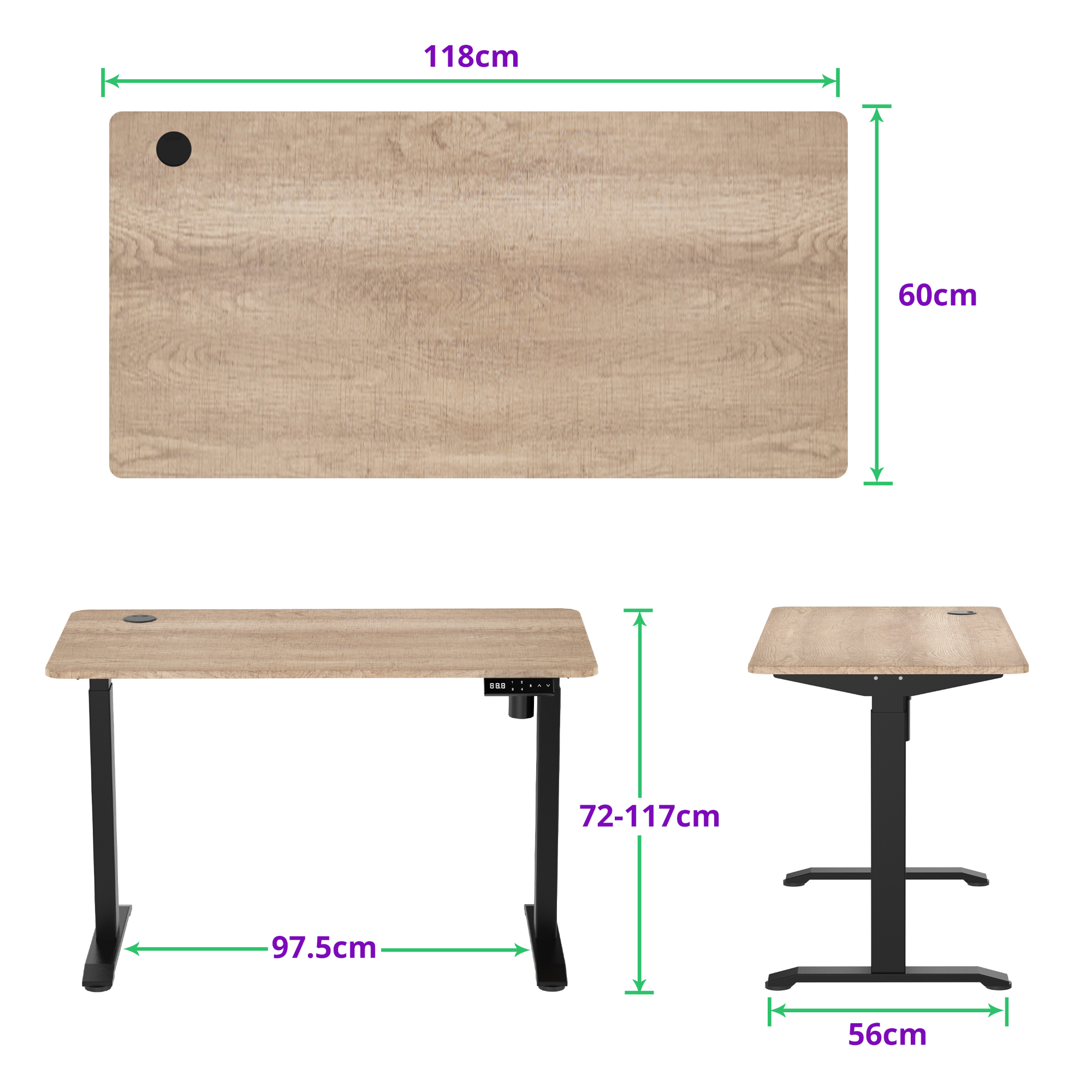 E-balance elektrisch zit-sta bureau 118×60