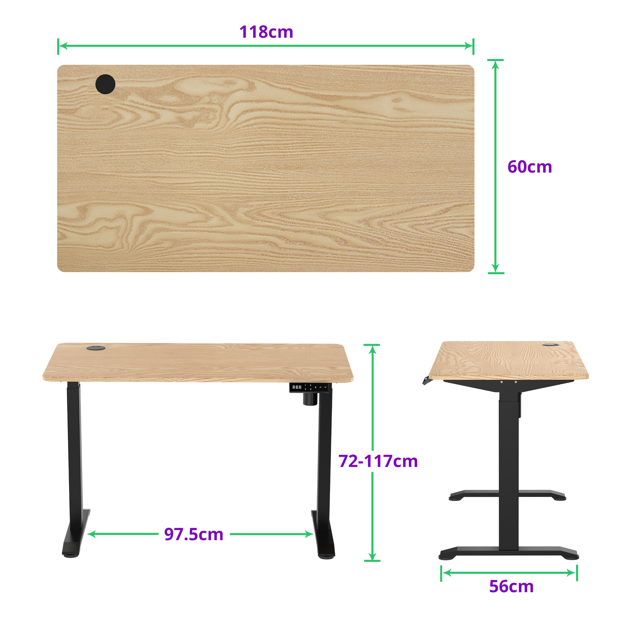 E-balance elektrisch zit-sta bureau 118×60