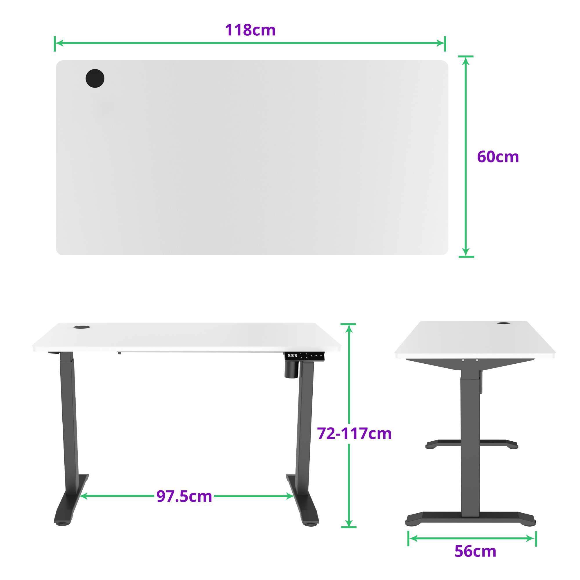 E-balance elektrisch zit-sta bureau 118×60