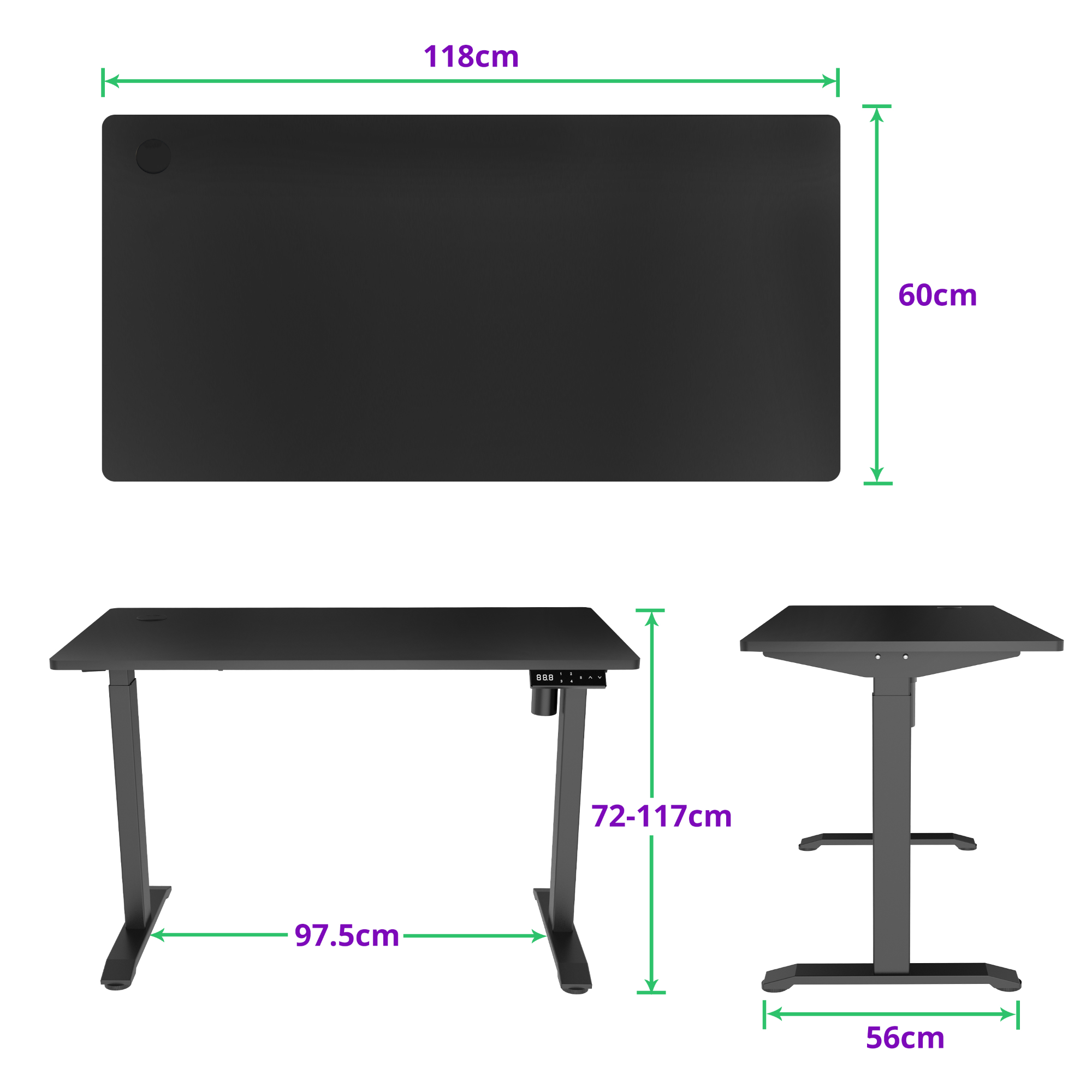 E-balance elektrisch zit-sta bureau 118×60