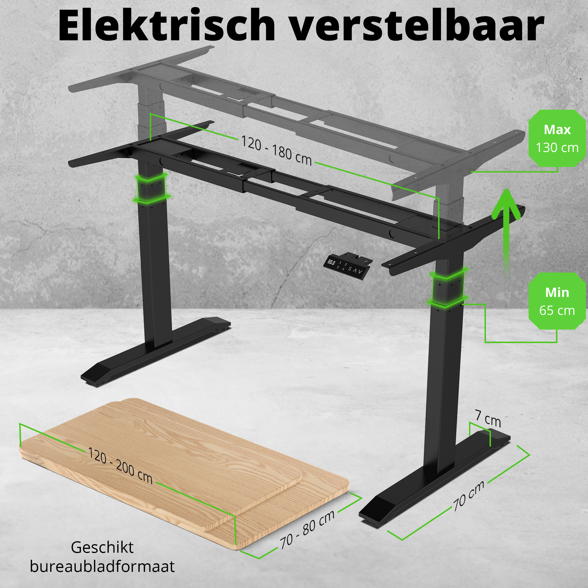 E-dual elektrisch zit-sta bureau 180x80 NPR
