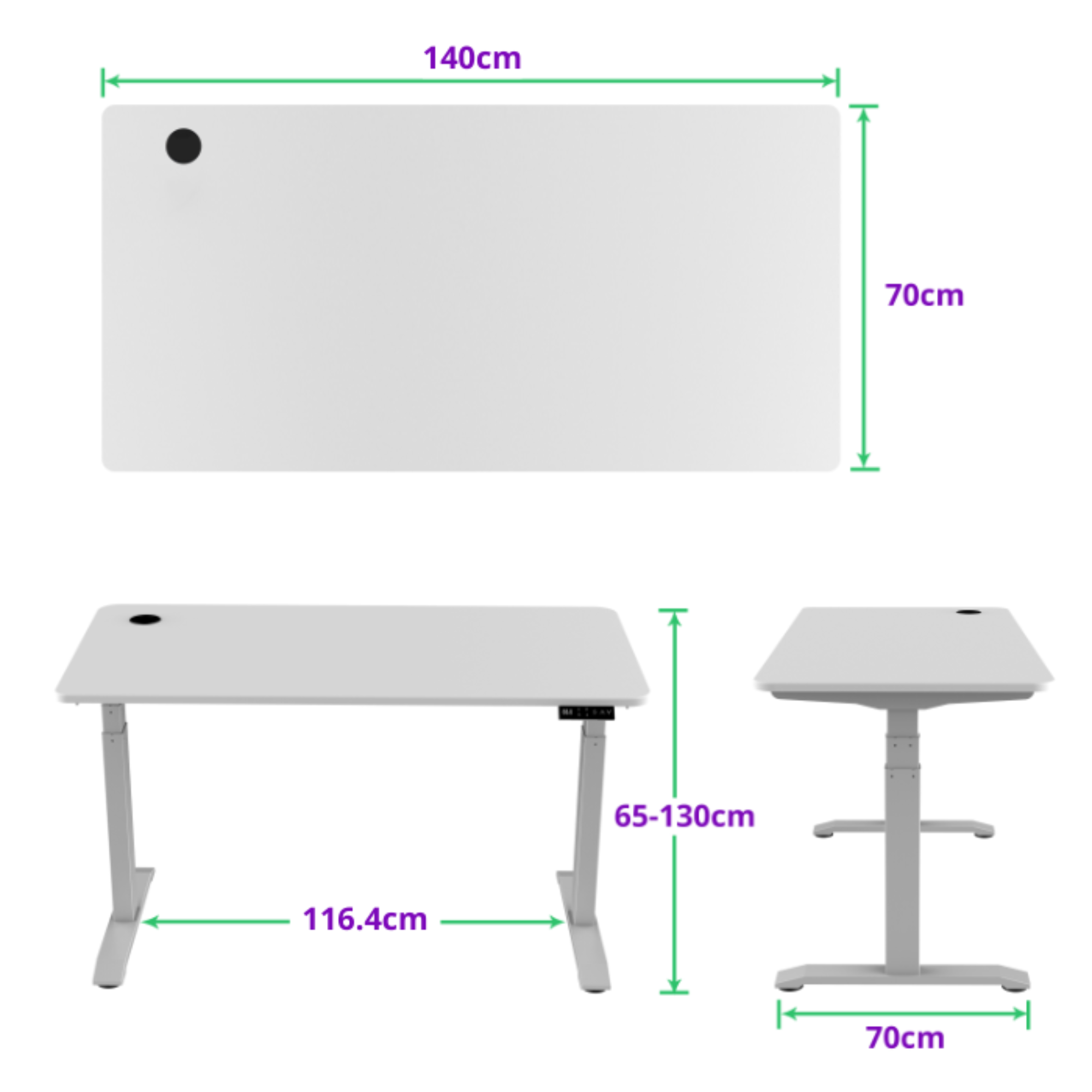 E-dual elektrisch zit-sta bureau 140x70