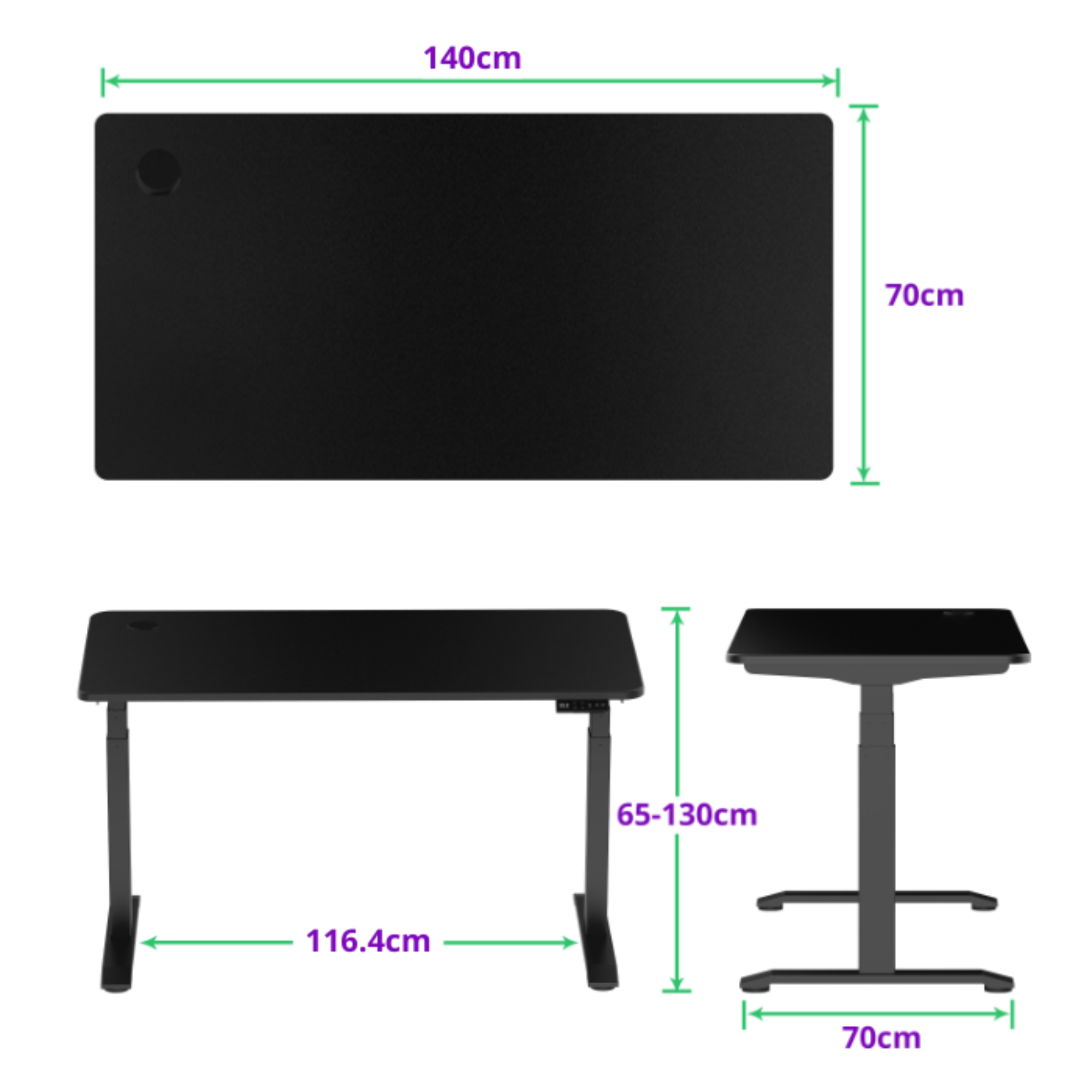 E-dual elektrisch zit-sta bureau 140x70