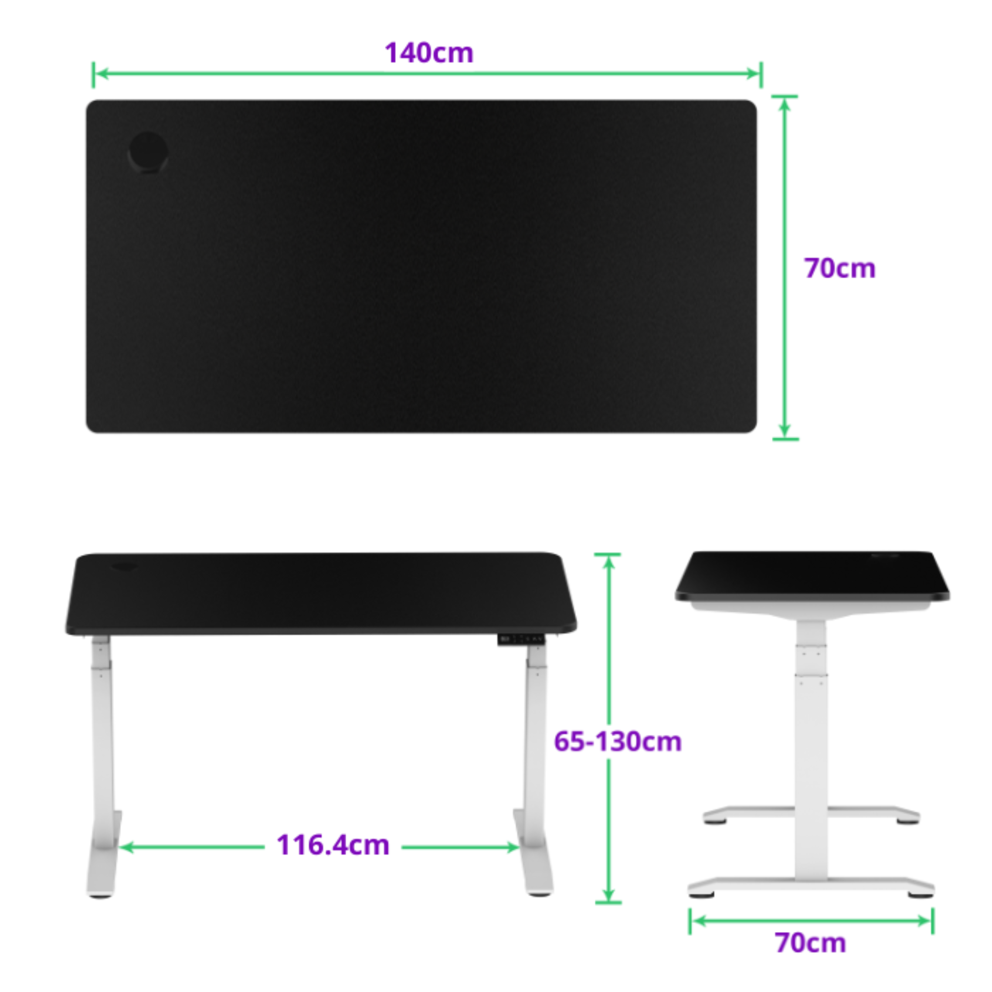 E-dual elektrisch zit-sta bureau 140x70