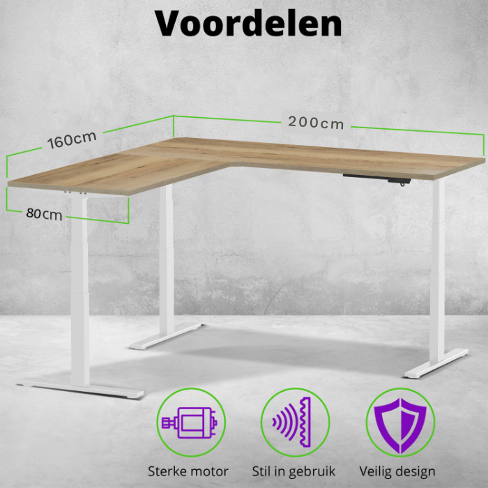 E-fit zit-sta hoekbureau 200x160x80 NPR