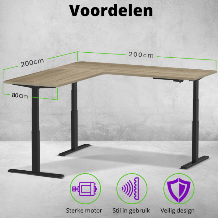 E-fit zit-sta hoekbureau 200x200x80 NPR
