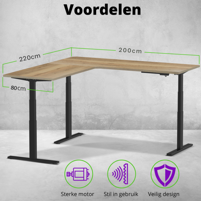 E-fit zit-sta hoekbureau 220x200x80 NPR