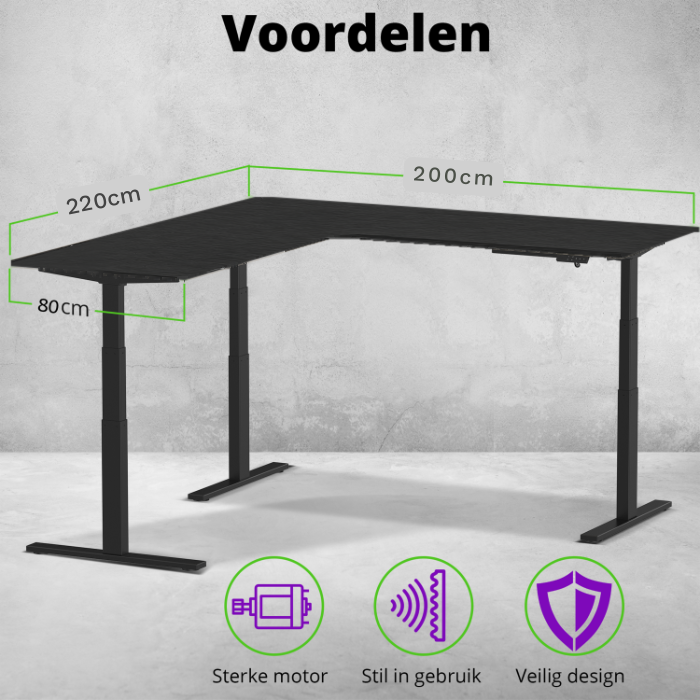 E-fit zit-sta hoekbureau 220x200x80 NPR