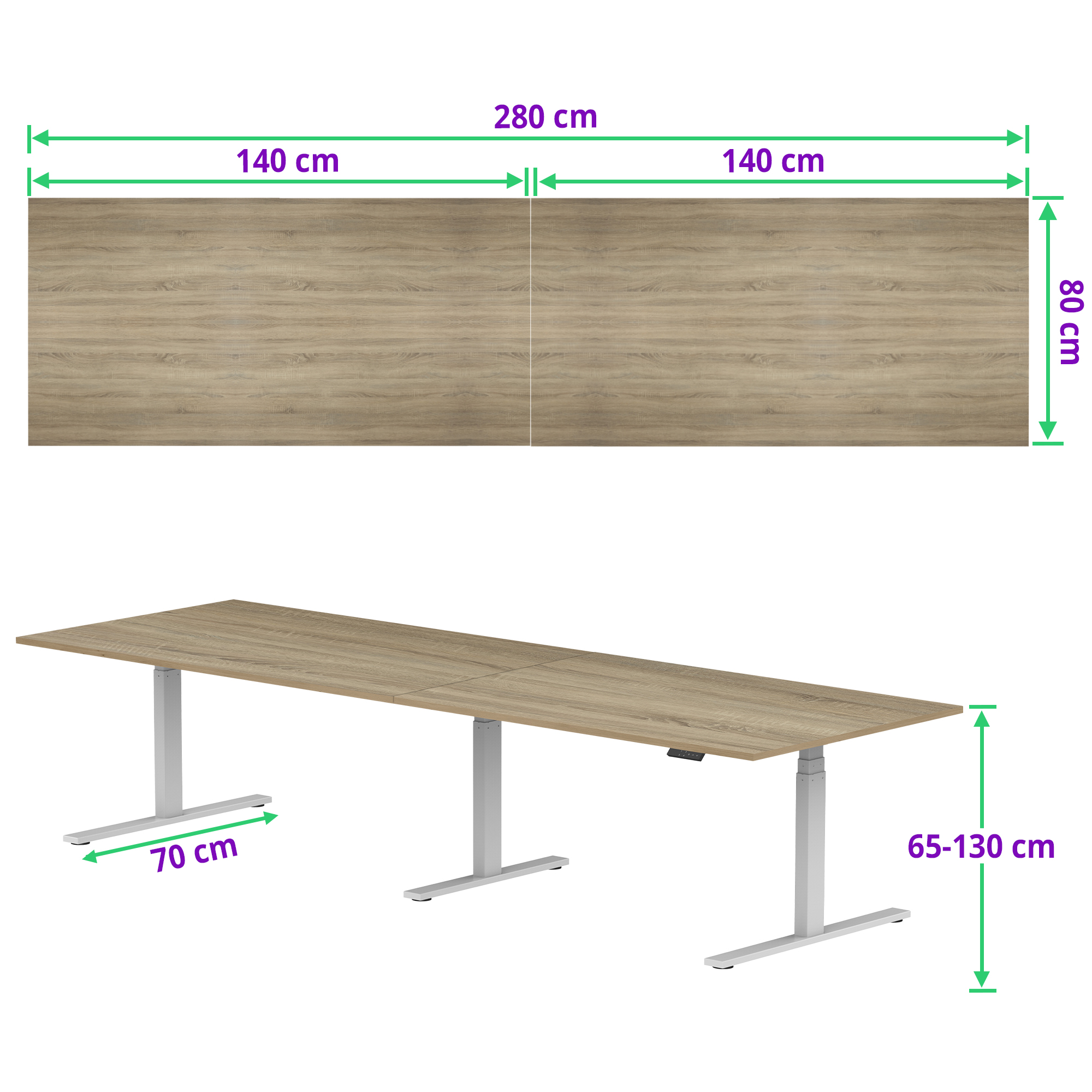 E-fit zit-sta vergadertafel 280x80 NPR