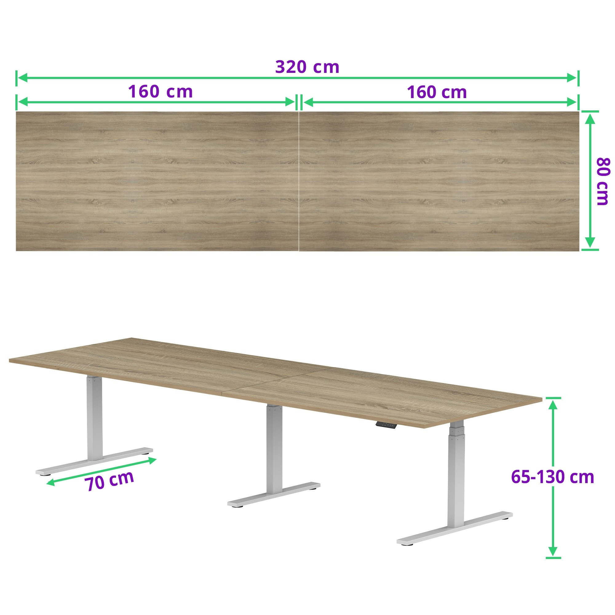 E-fit zit-sta vergadertafel 320x80 NPR