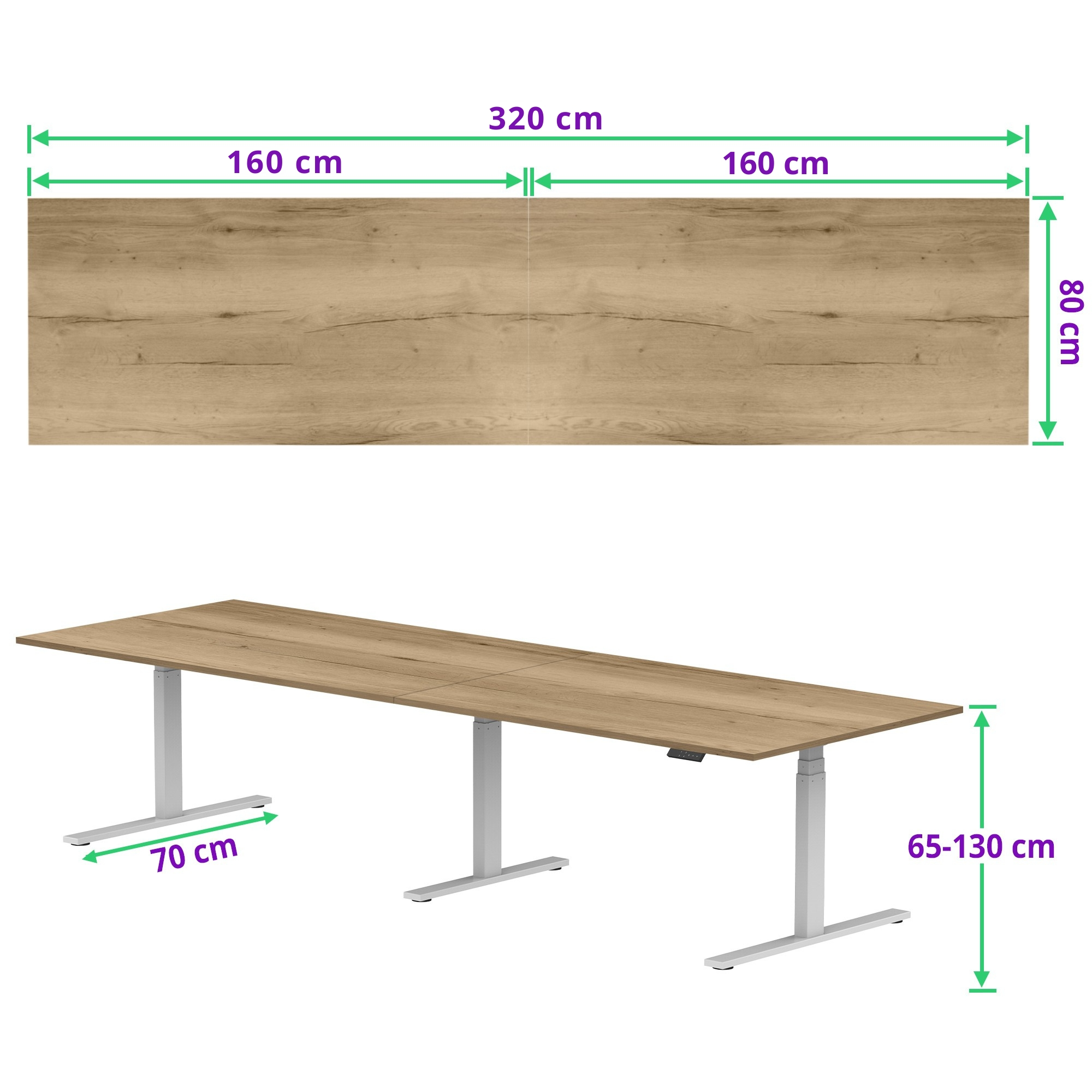 E-fit zit-sta vergadertafel 320x80 NPR