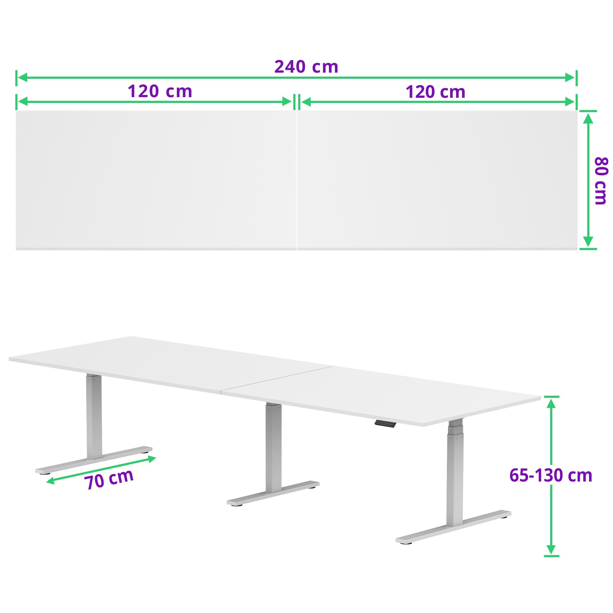 E-fit zit-sta vergadertafel 240x80 NPR