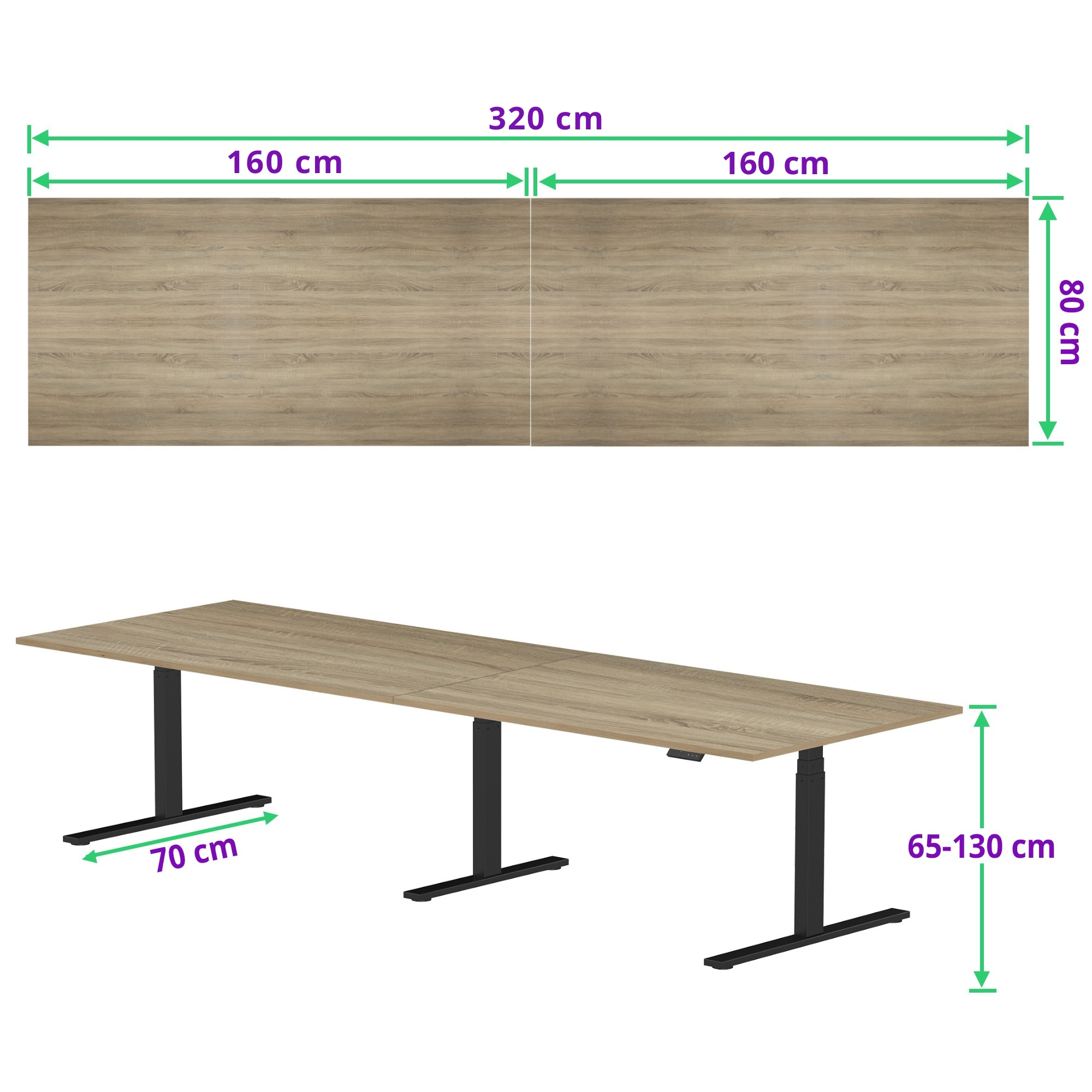 E-fit zit-sta vergadertafel 320x80 NPR