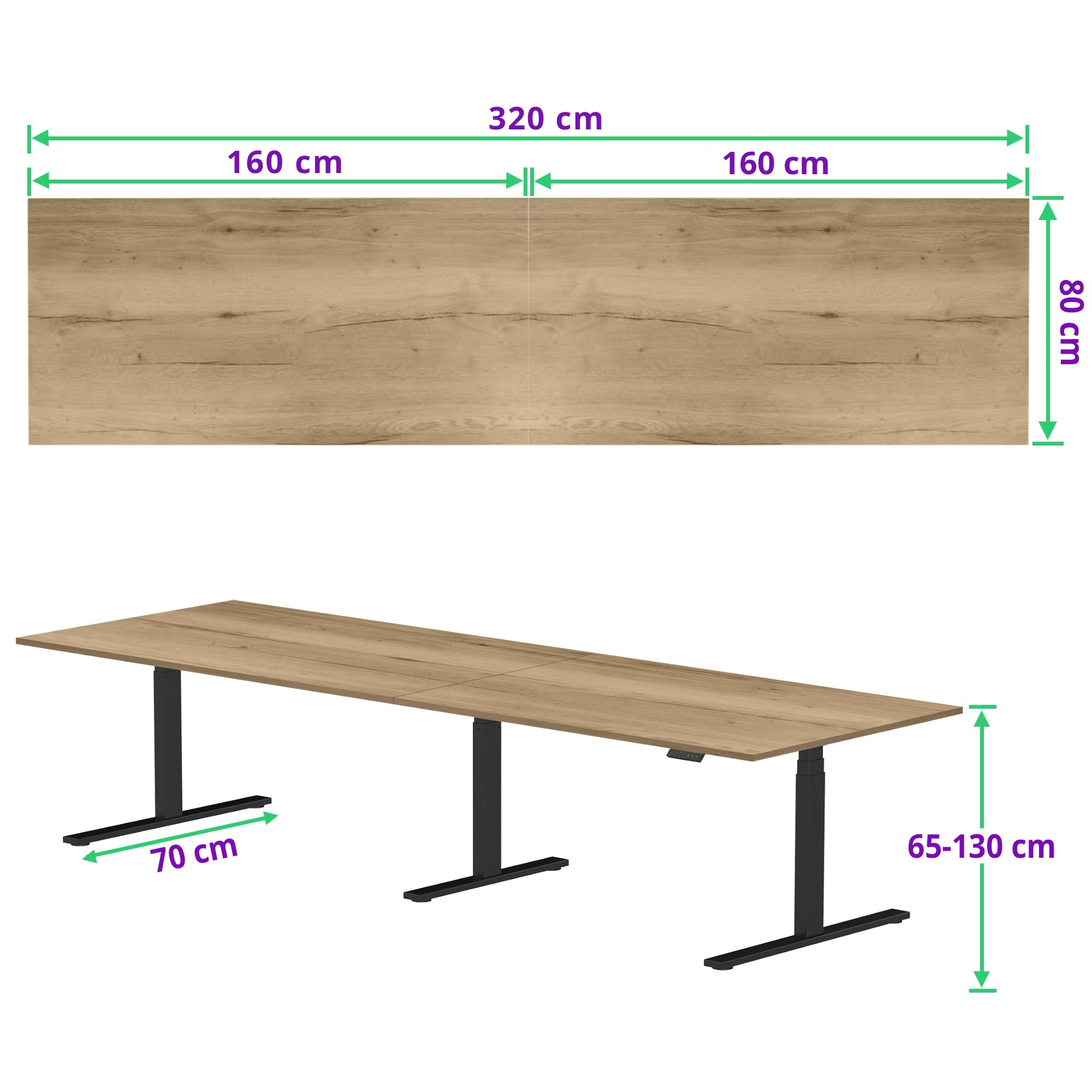 E-fit zit-sta vergadertafel 320x80 NPR