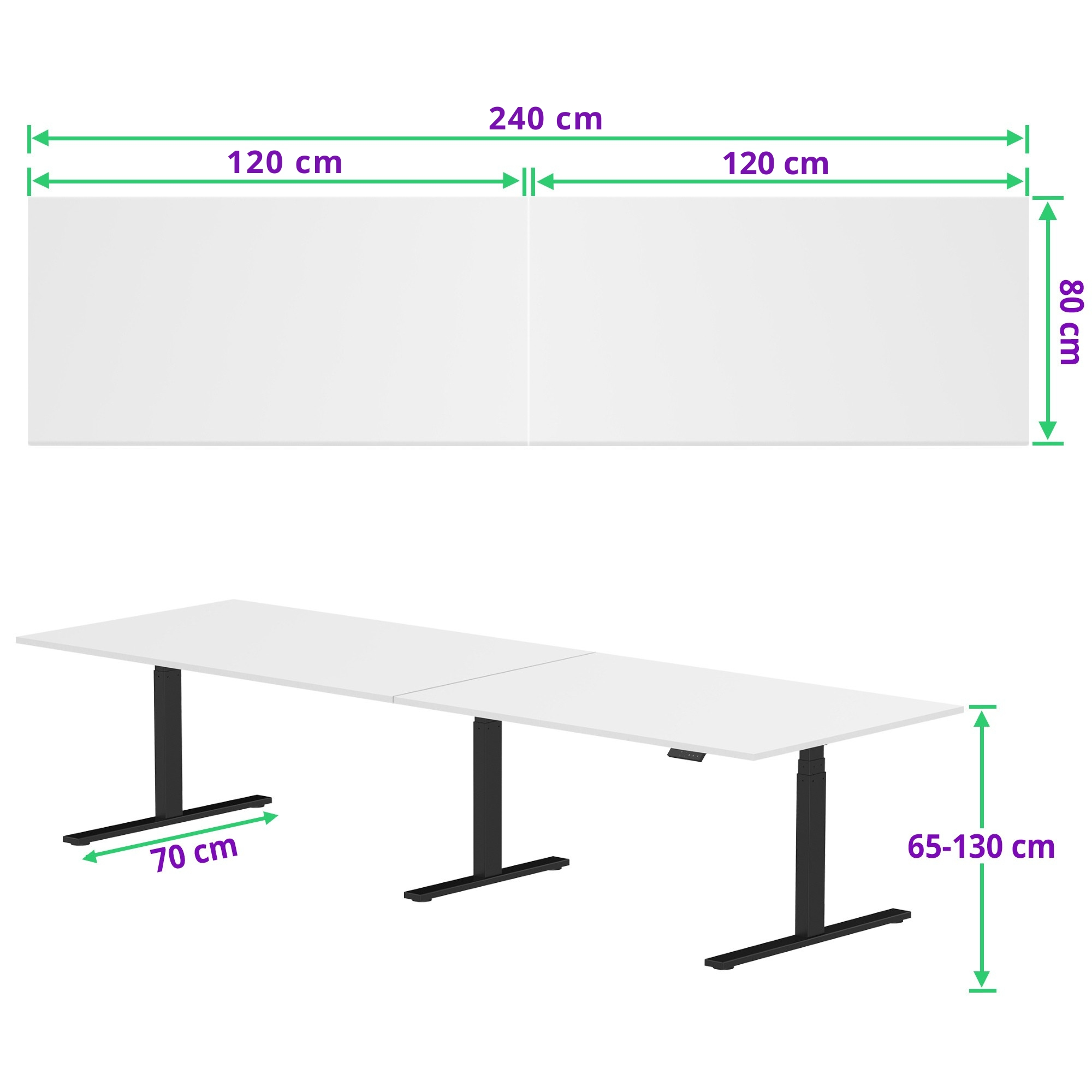 E-fit zit-sta vergadertafel 240x80 NPR