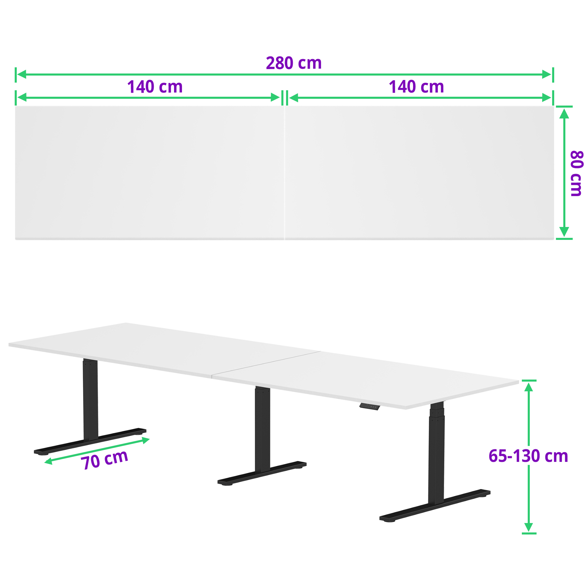 E-fit zit-sta vergadertafel 280x80 NPR