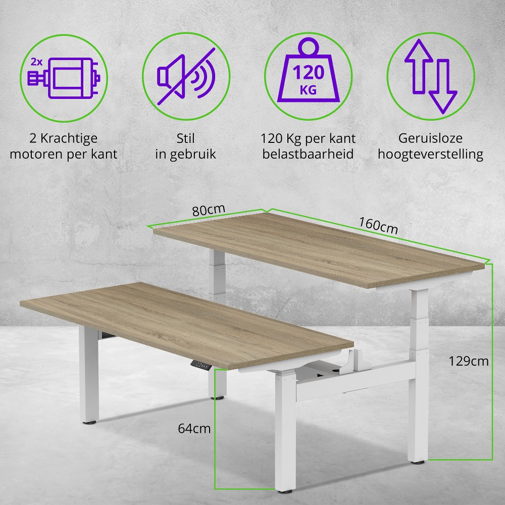 E-duo elektrisch zit-sta bureau 160×80