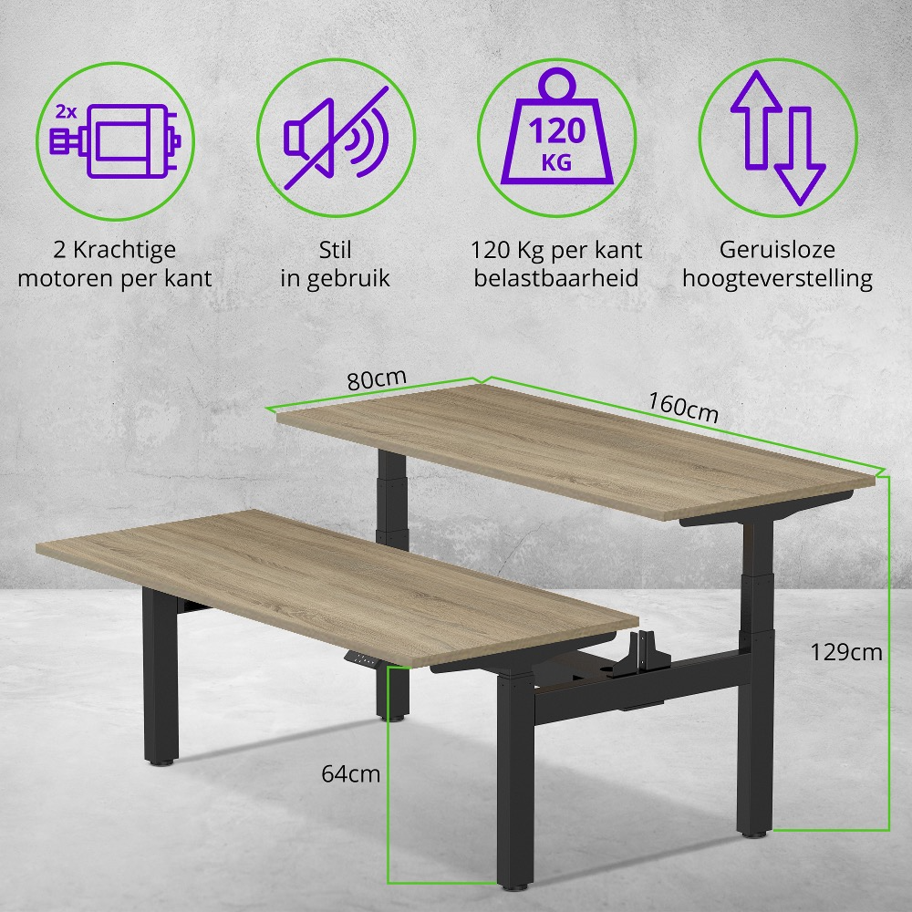 E-duo elektrisch zit-sta bureau 160×80