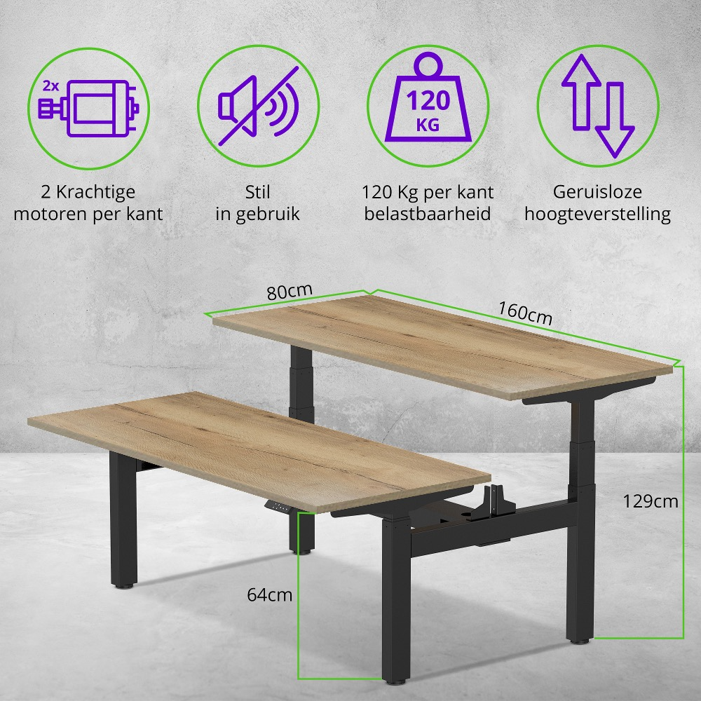 E-duo elektrisch zit-sta bureau 160×80