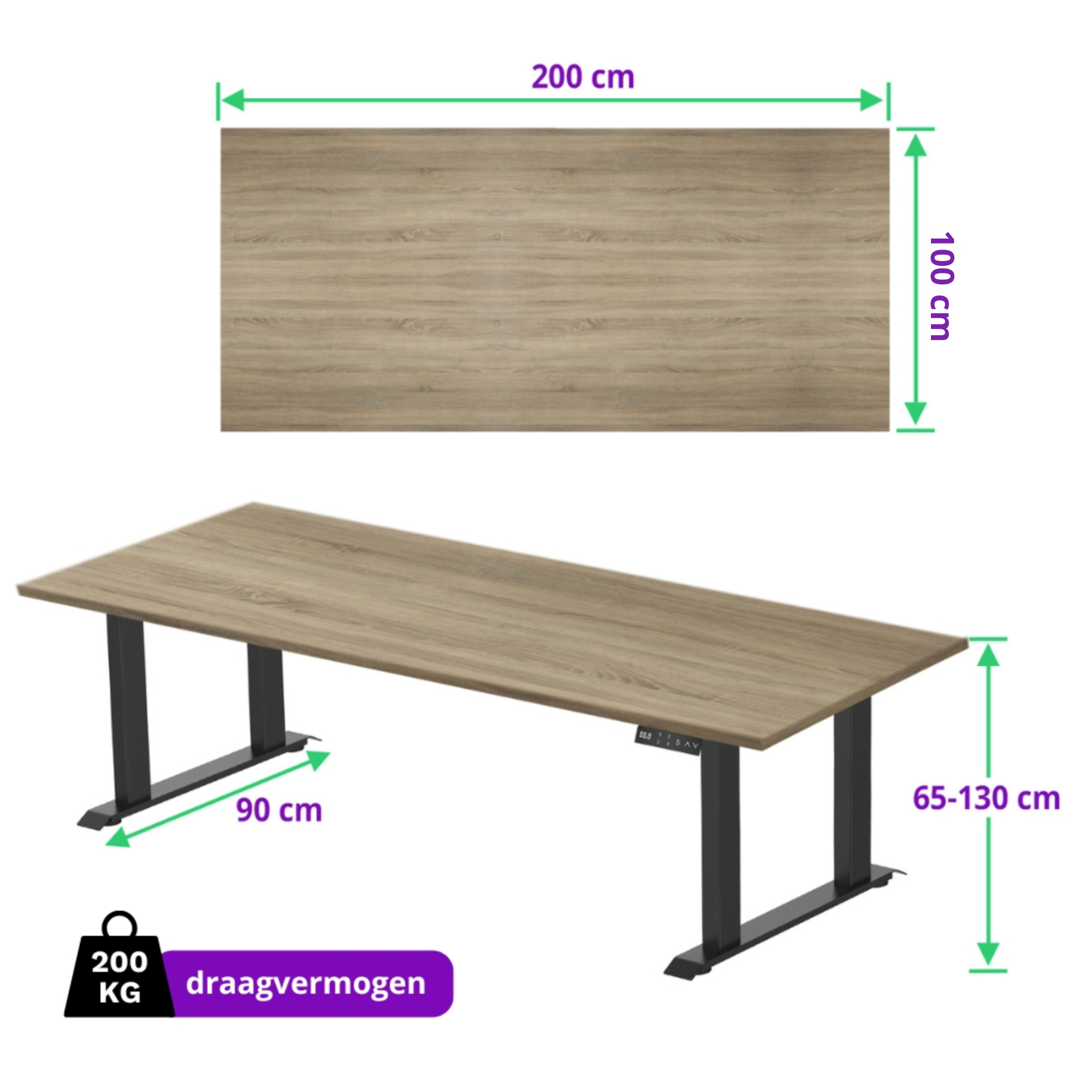 E-motion zit-sta vergadertafel 200x100 NPR