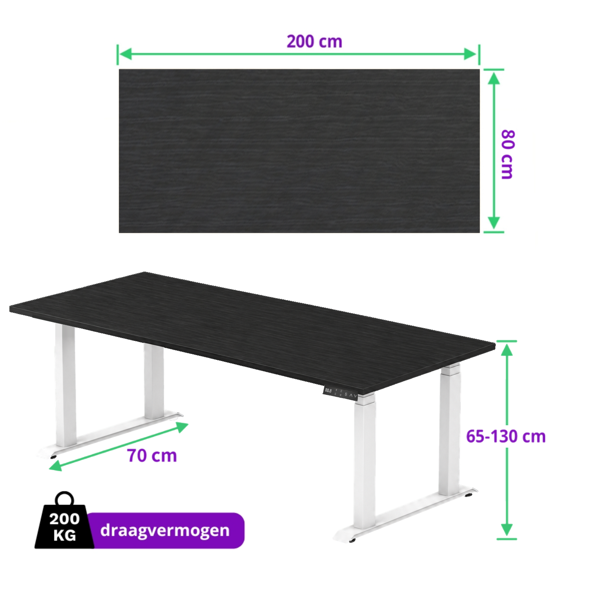 E-motion elektrisch zit-sta bureau 200x80 NPR