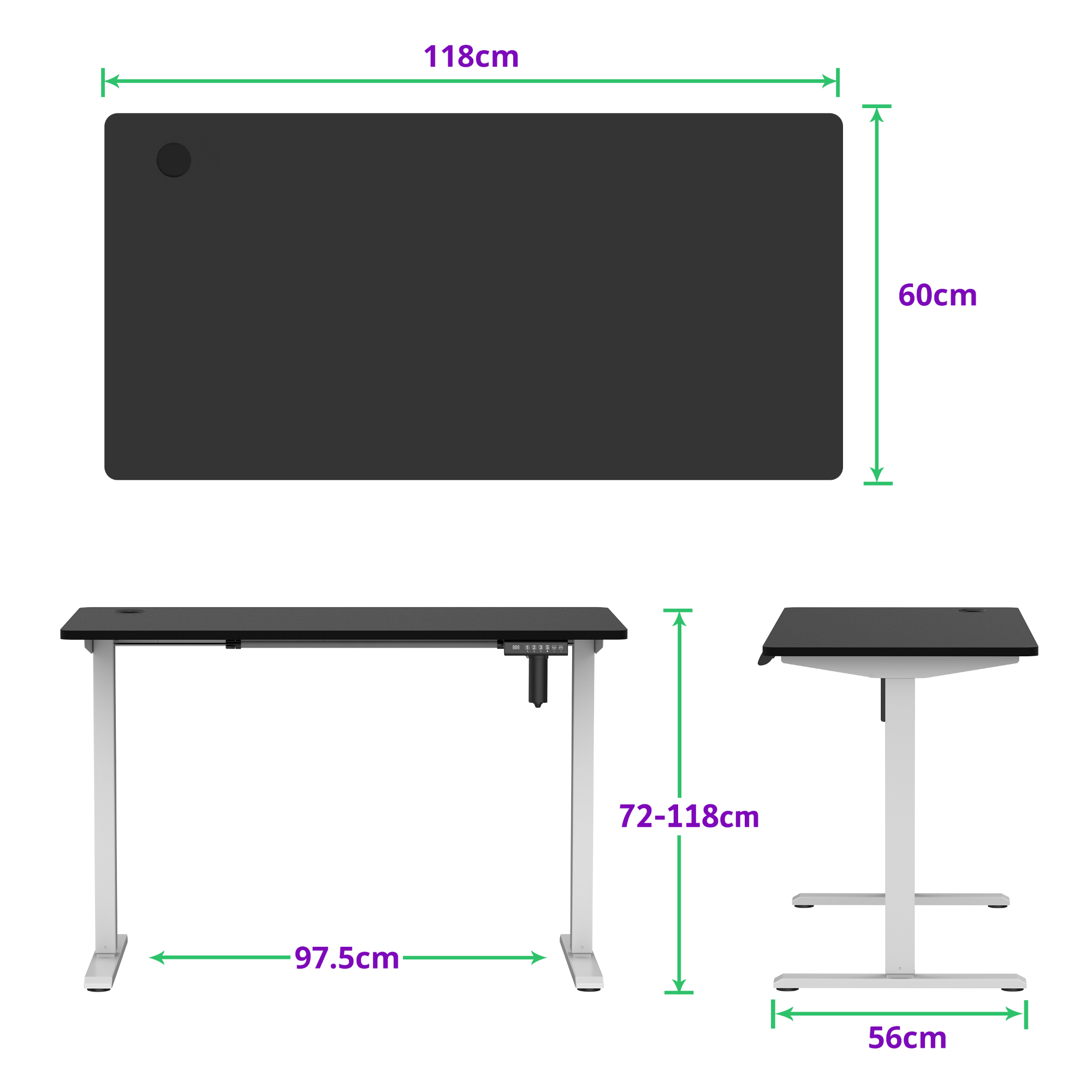 E-sense elektrisch zit-sta bureau 118×60