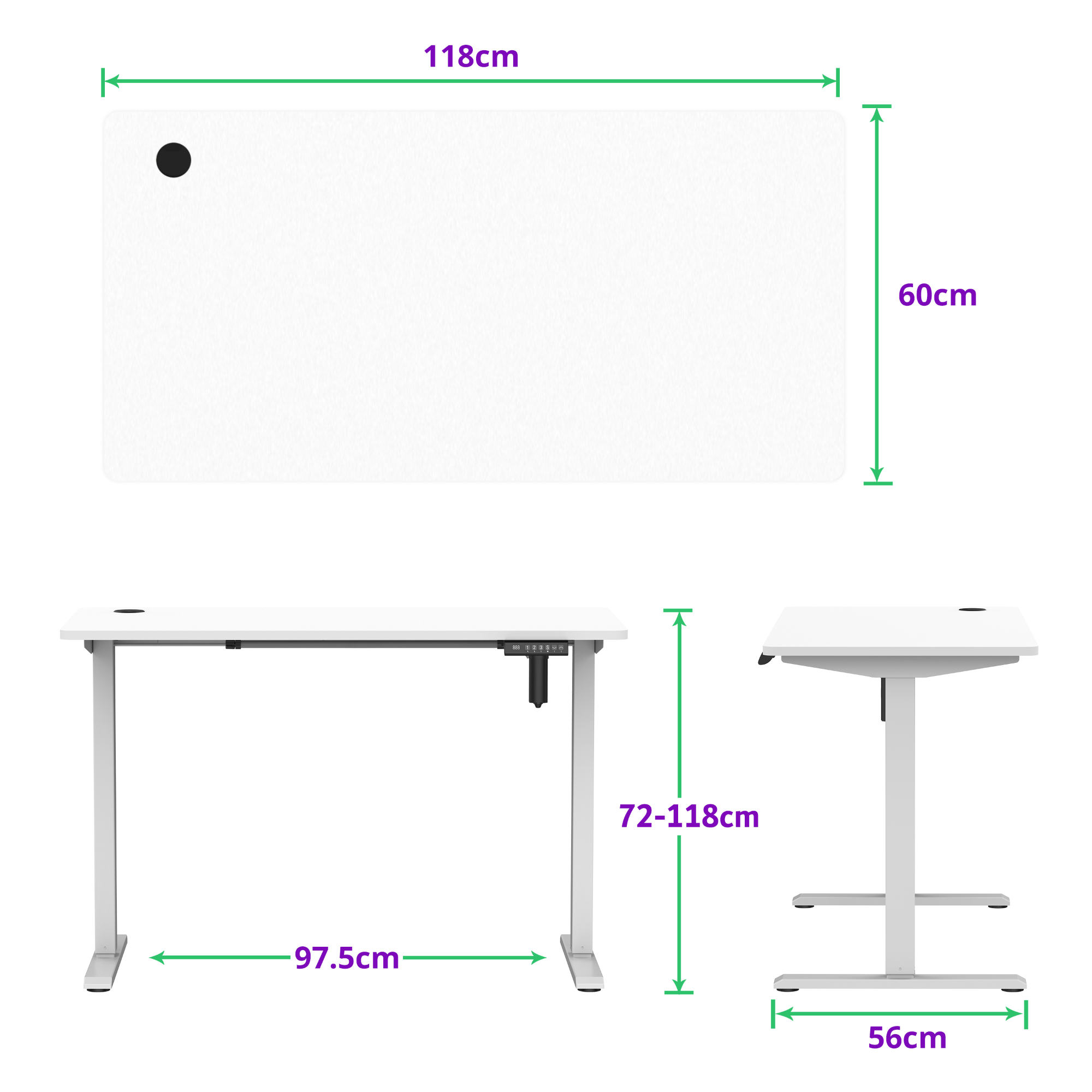 E-sense elektrisch zit-sta bureau 118×60