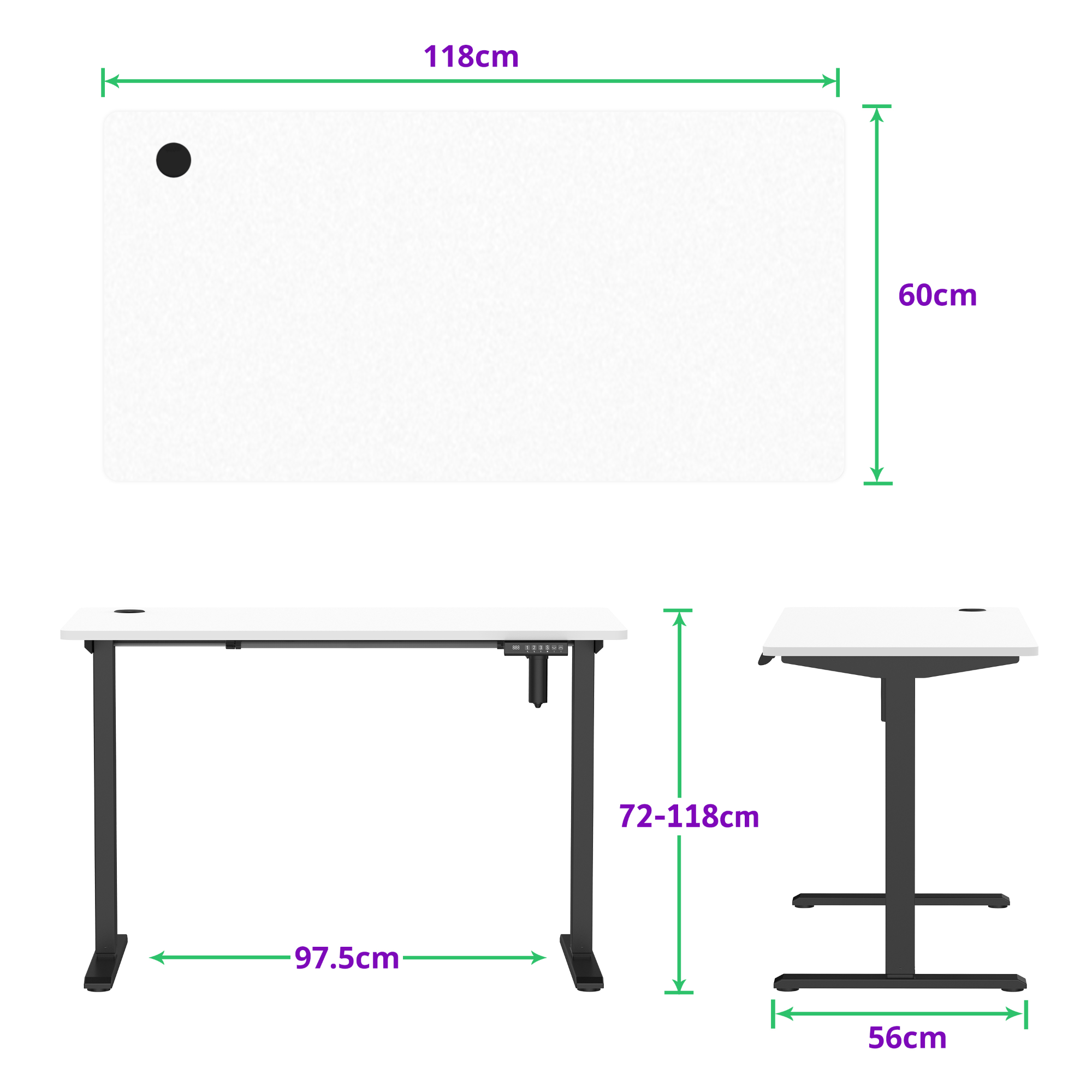 E-sense elektrisch zit-sta bureau 118×60
