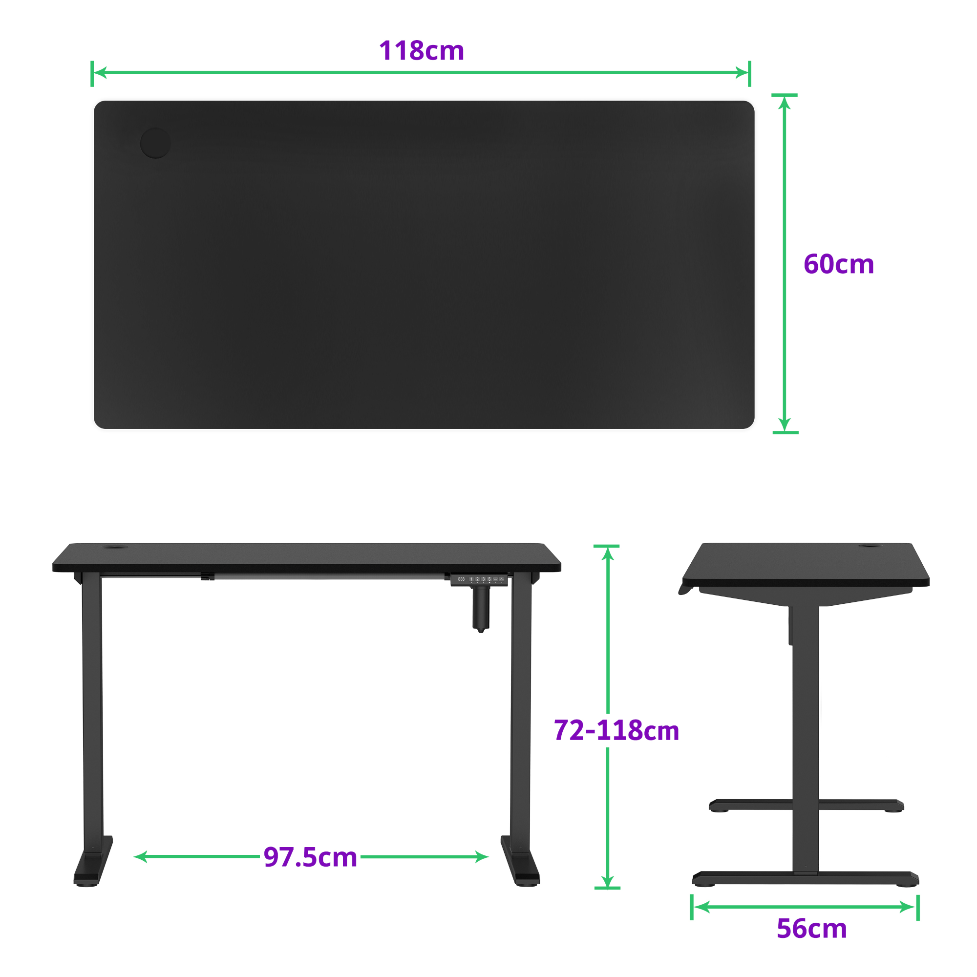 E-sense elektrisch zit-sta bureau 118×60