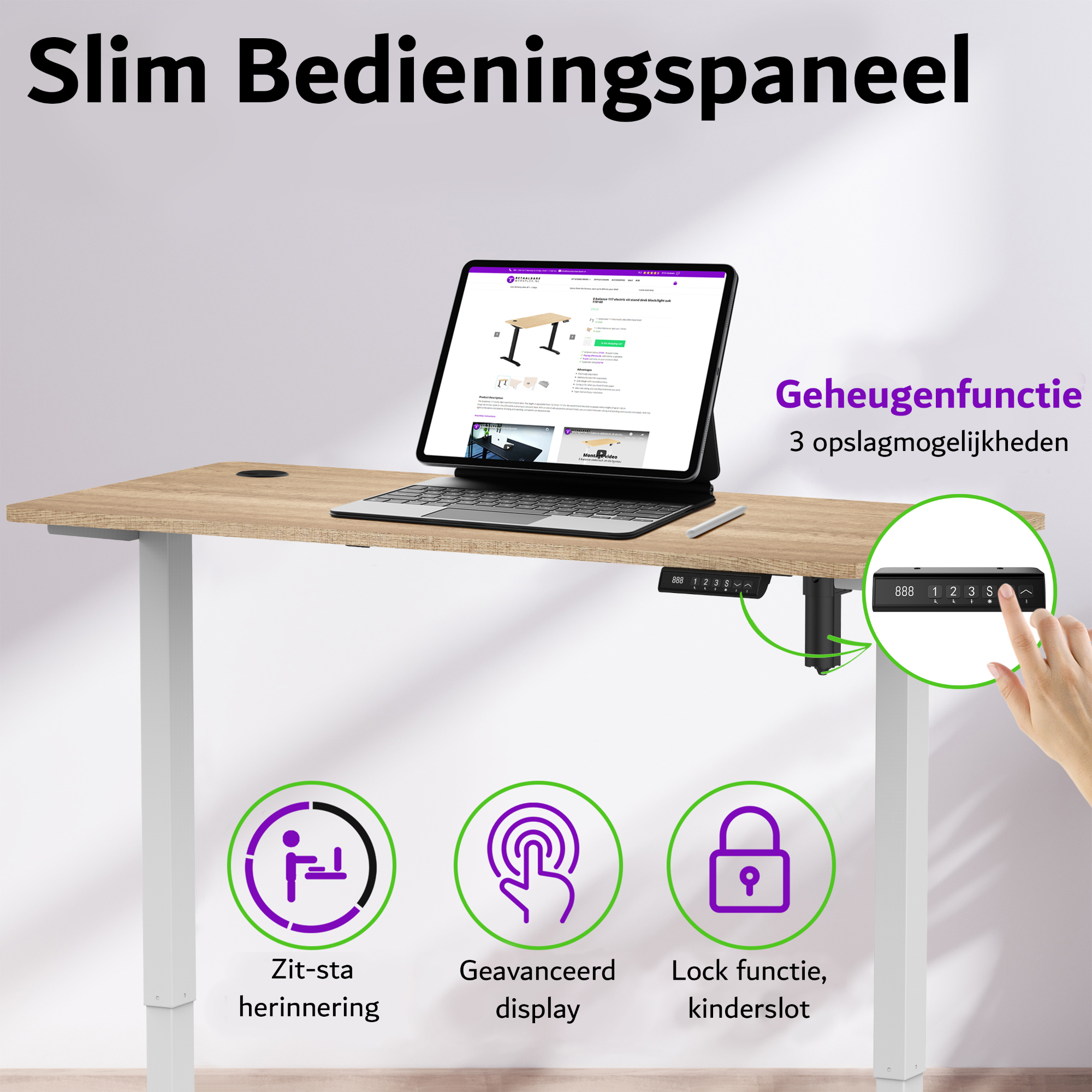 E-sense elektrisch zit-sta bureau 118×60