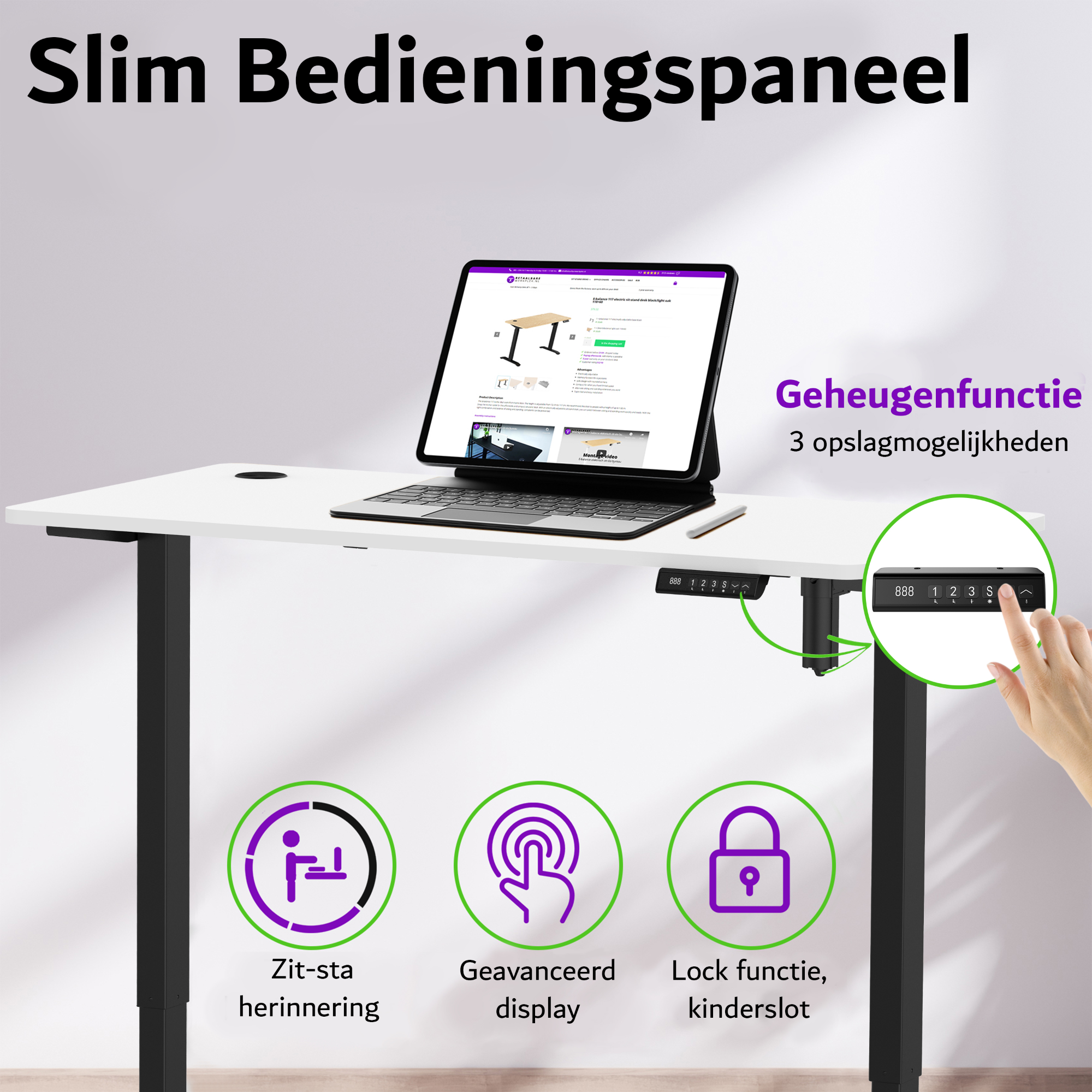 E-sense elektrisch zit-sta bureau 118×60