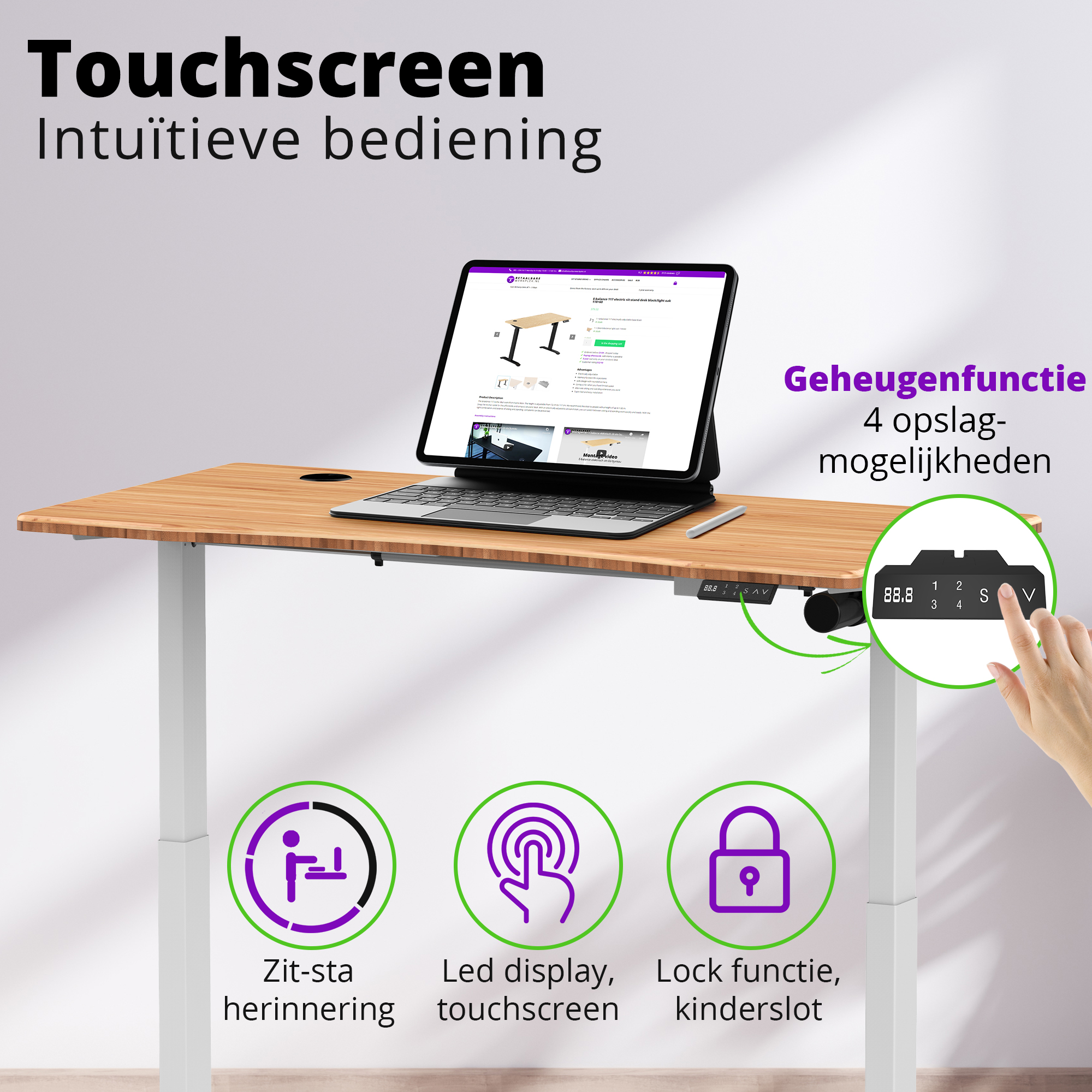 E-base elektrisch zit-sta bureau 140x70