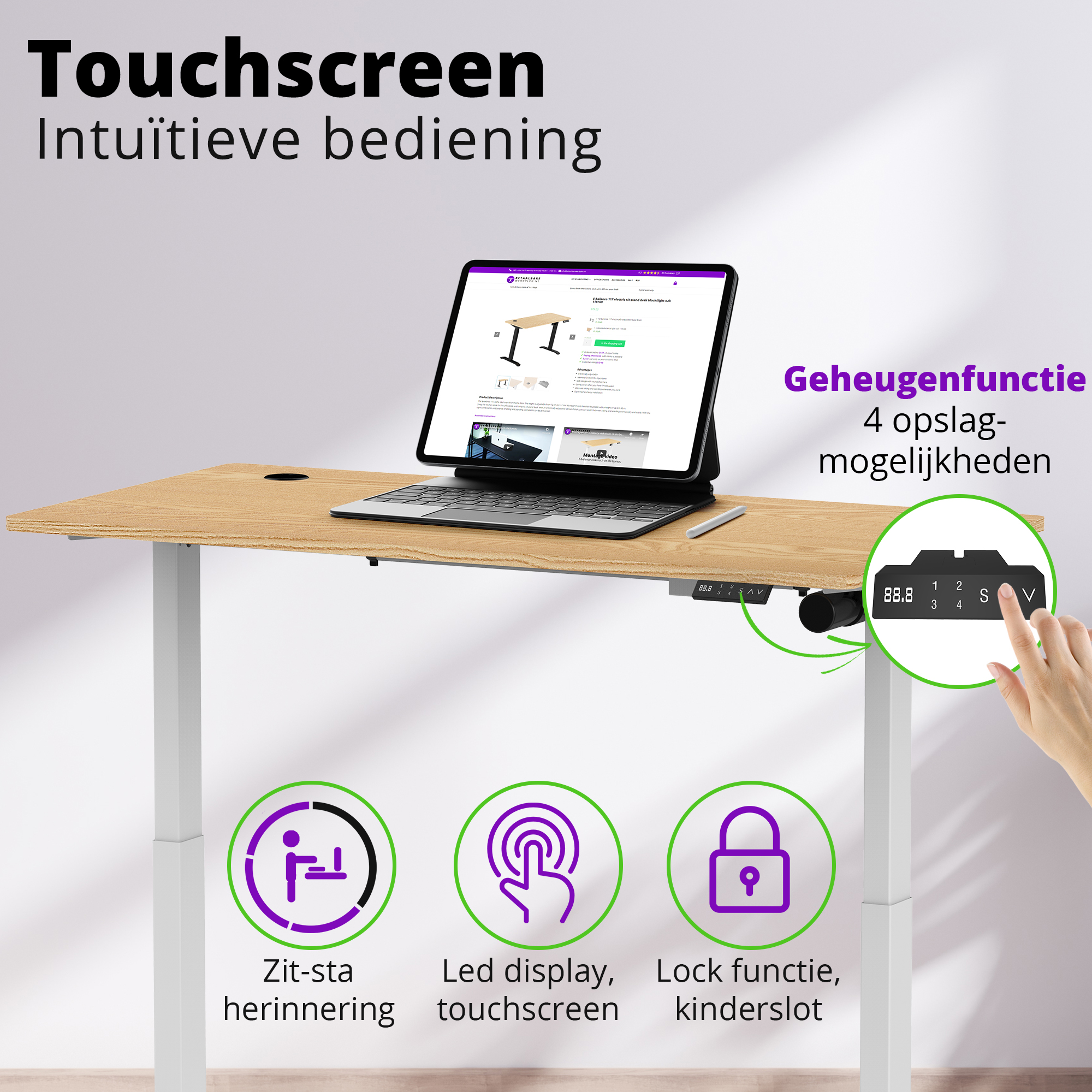 E-base elektrisch zit-sta bureau 140x70