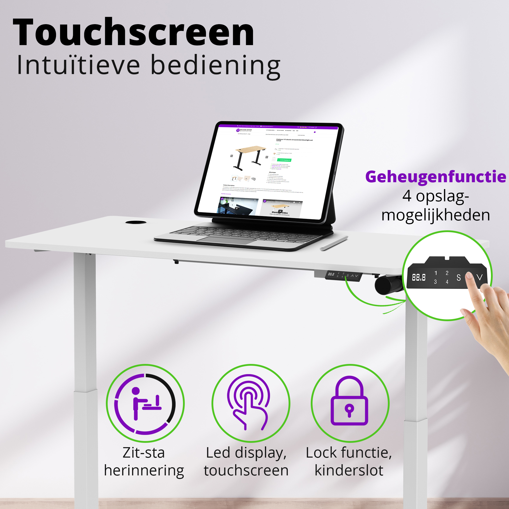 E-base elektrisch zit-sta bureau 140x70