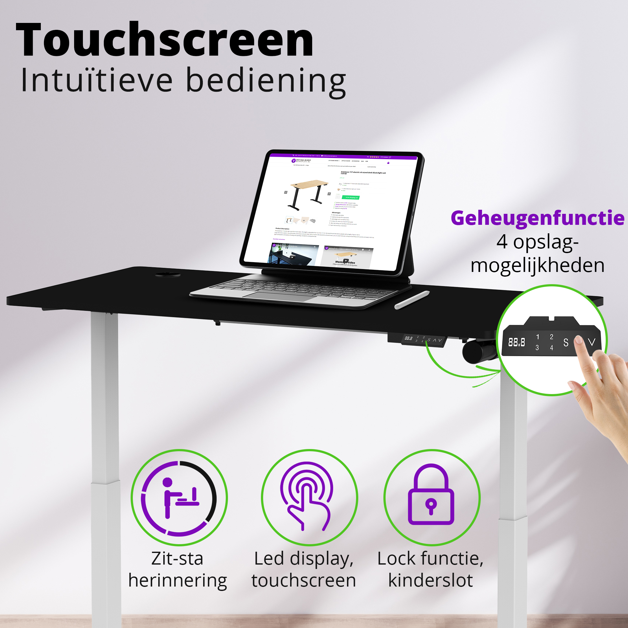 E-base elektrisch zit-sta bureau 140x70