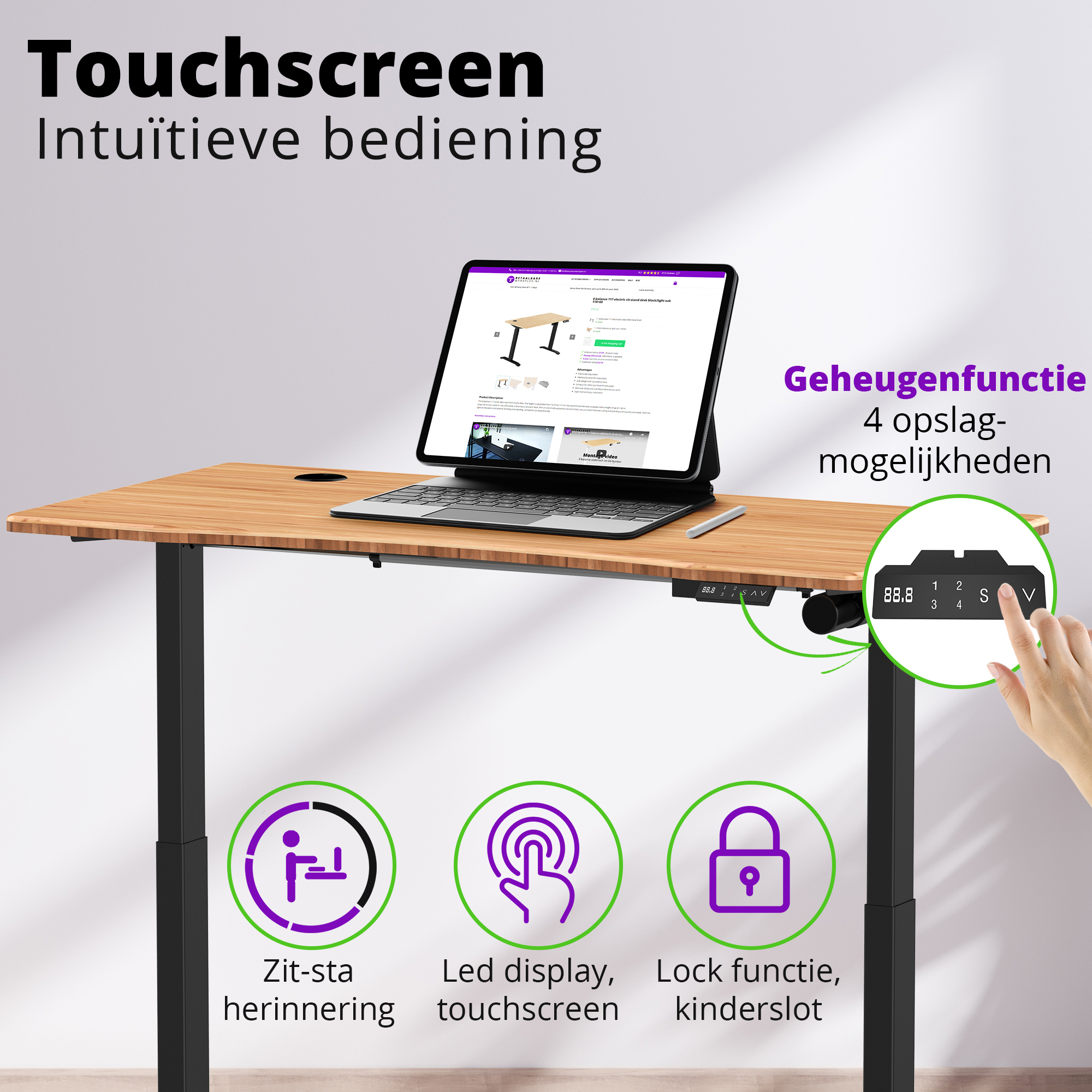 E-base elektrisch zit-sta bureau 140x70