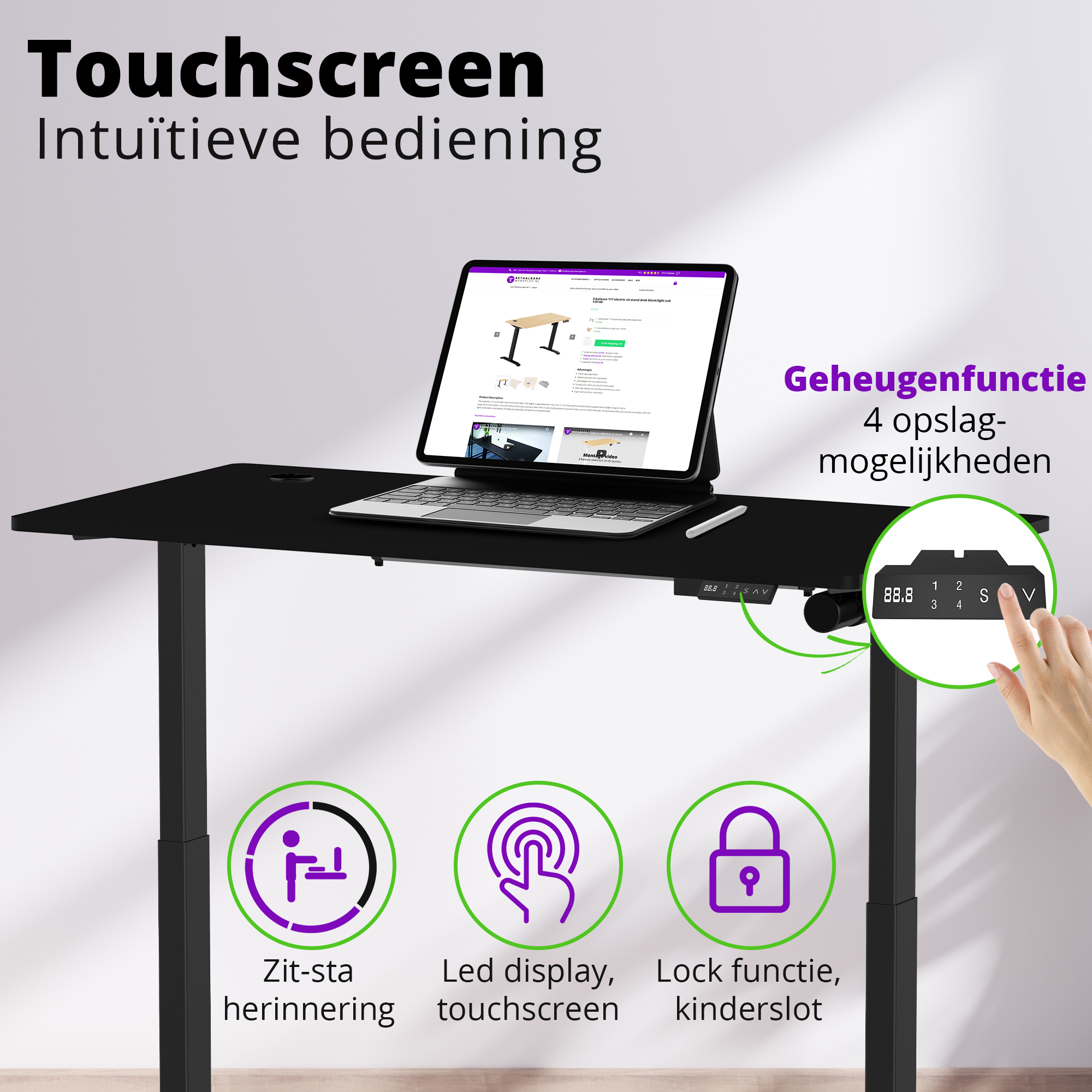 E-base elektrisch zit-sta bureau 140x70