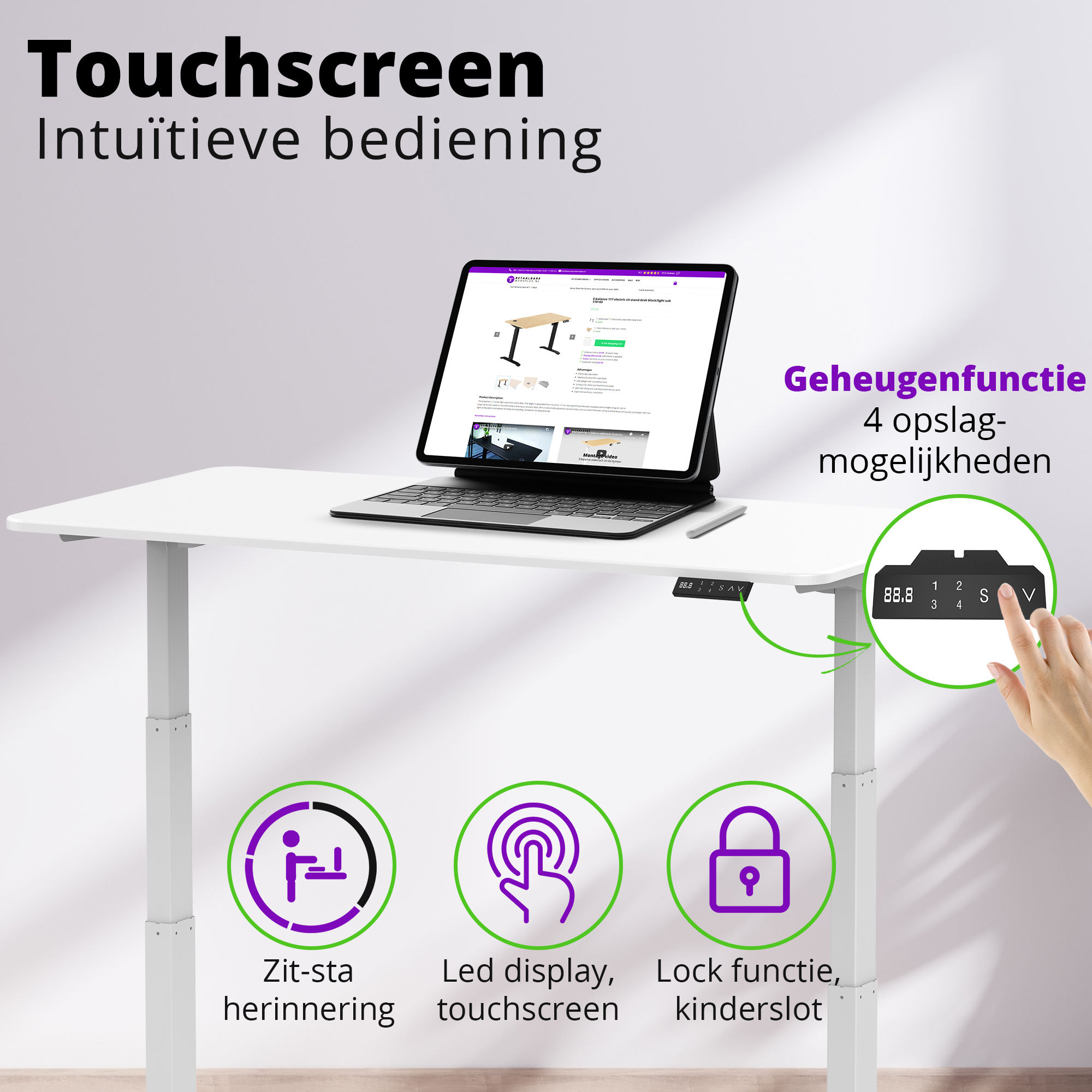 E-dual elektrisch zit-sta bureau 140x70