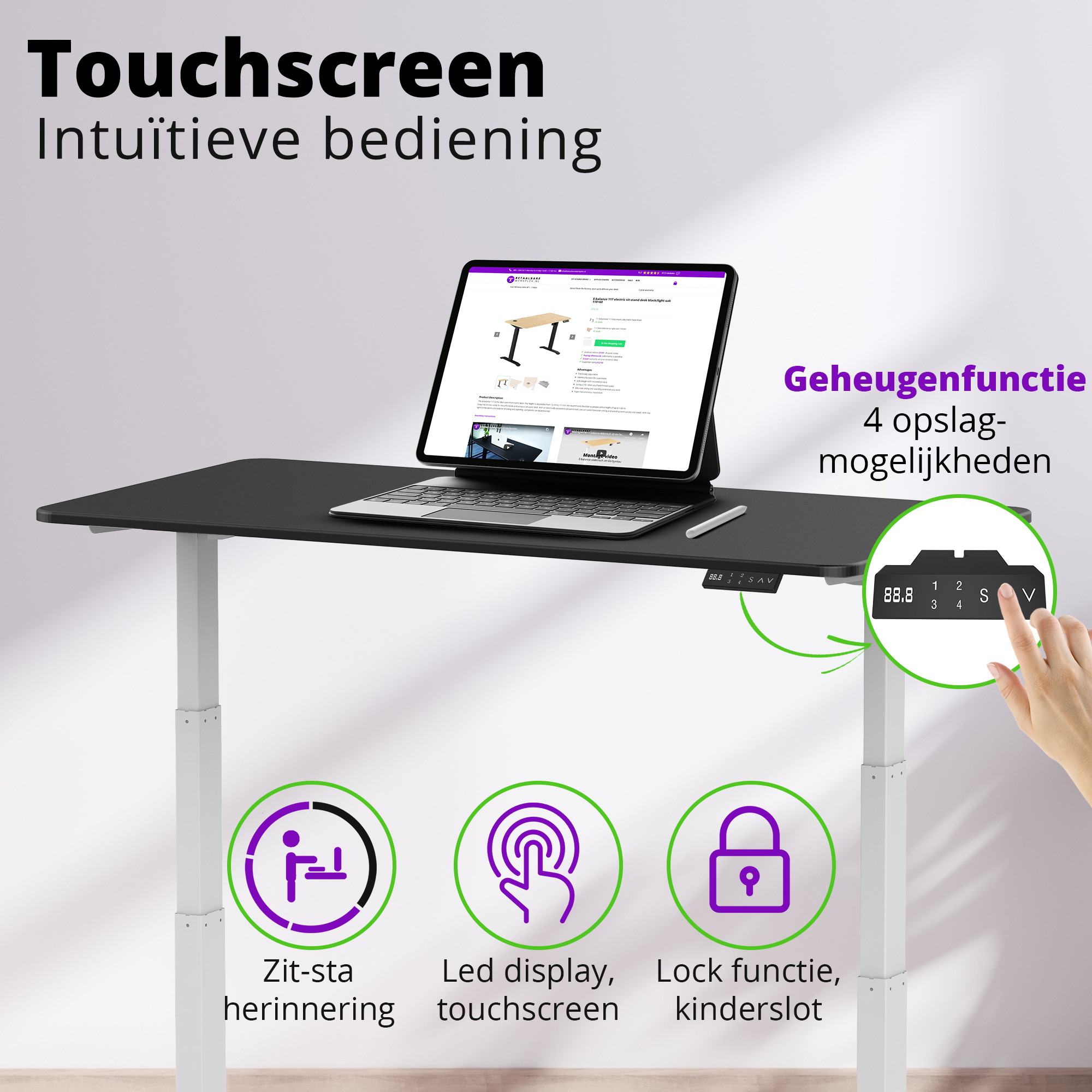 E-dual elektrisch zit-sta bureau 140x70