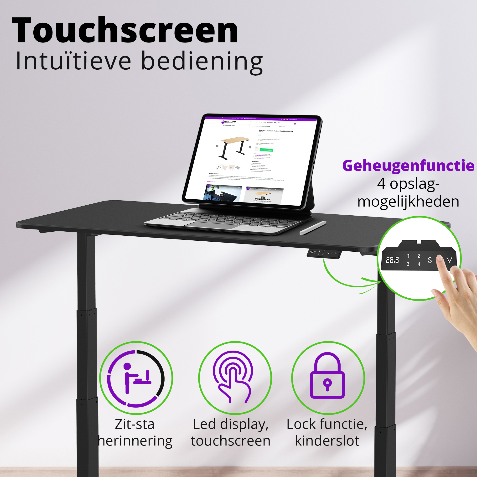 E-dual elektrisch zit-sta bureau 140x70