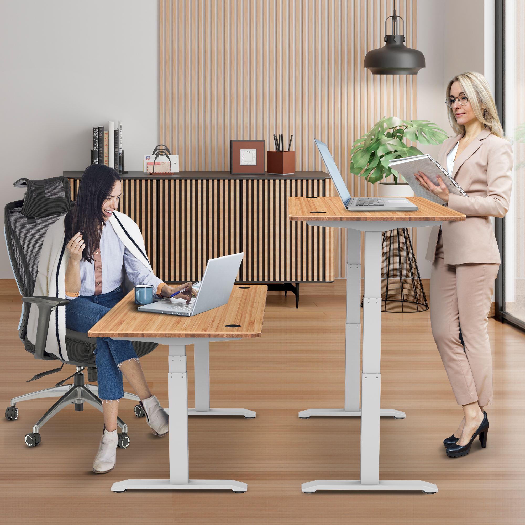 E-dual elektrisch zit-sta bureau 140x70
