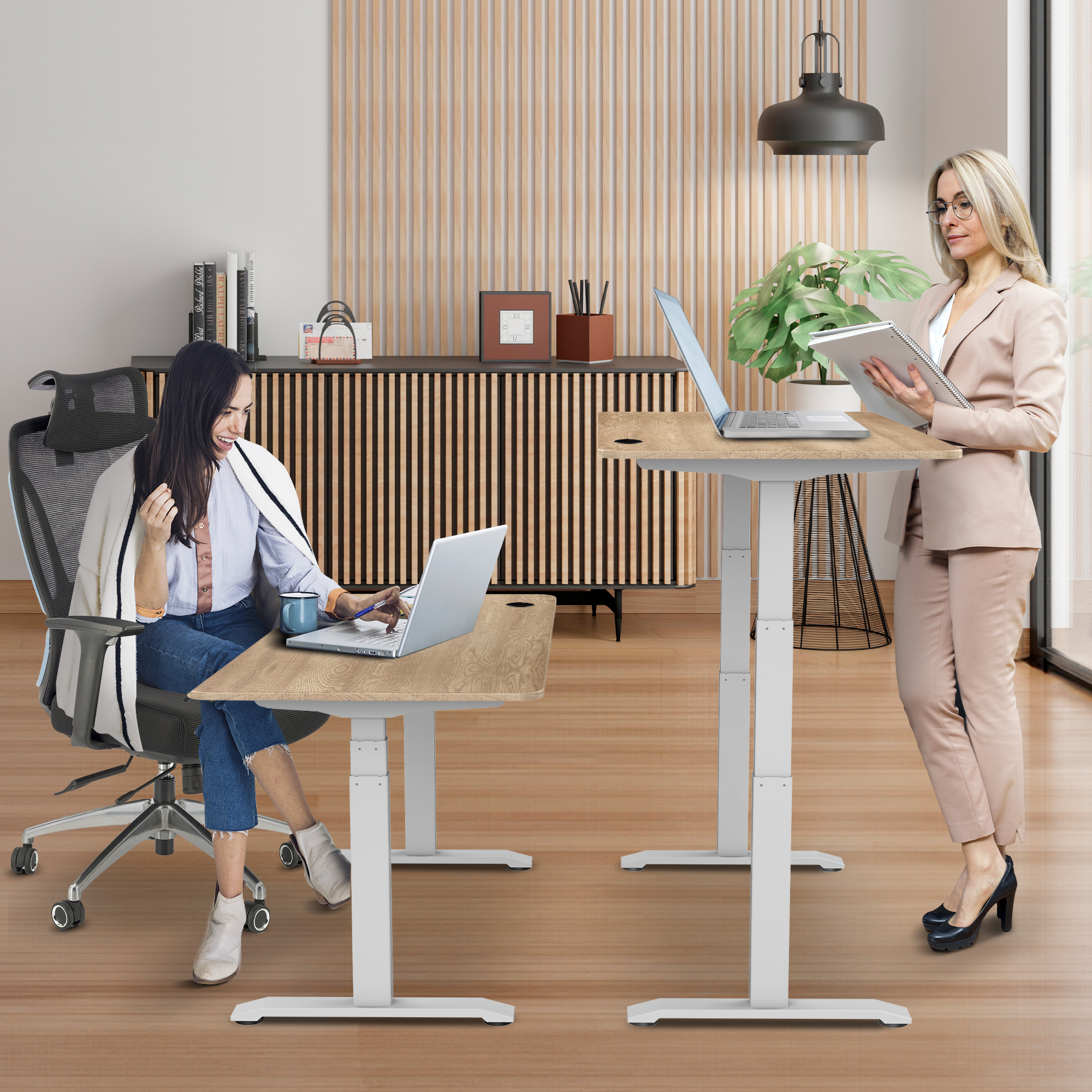 E-dual elektrisch zit-sta bureau 140x70