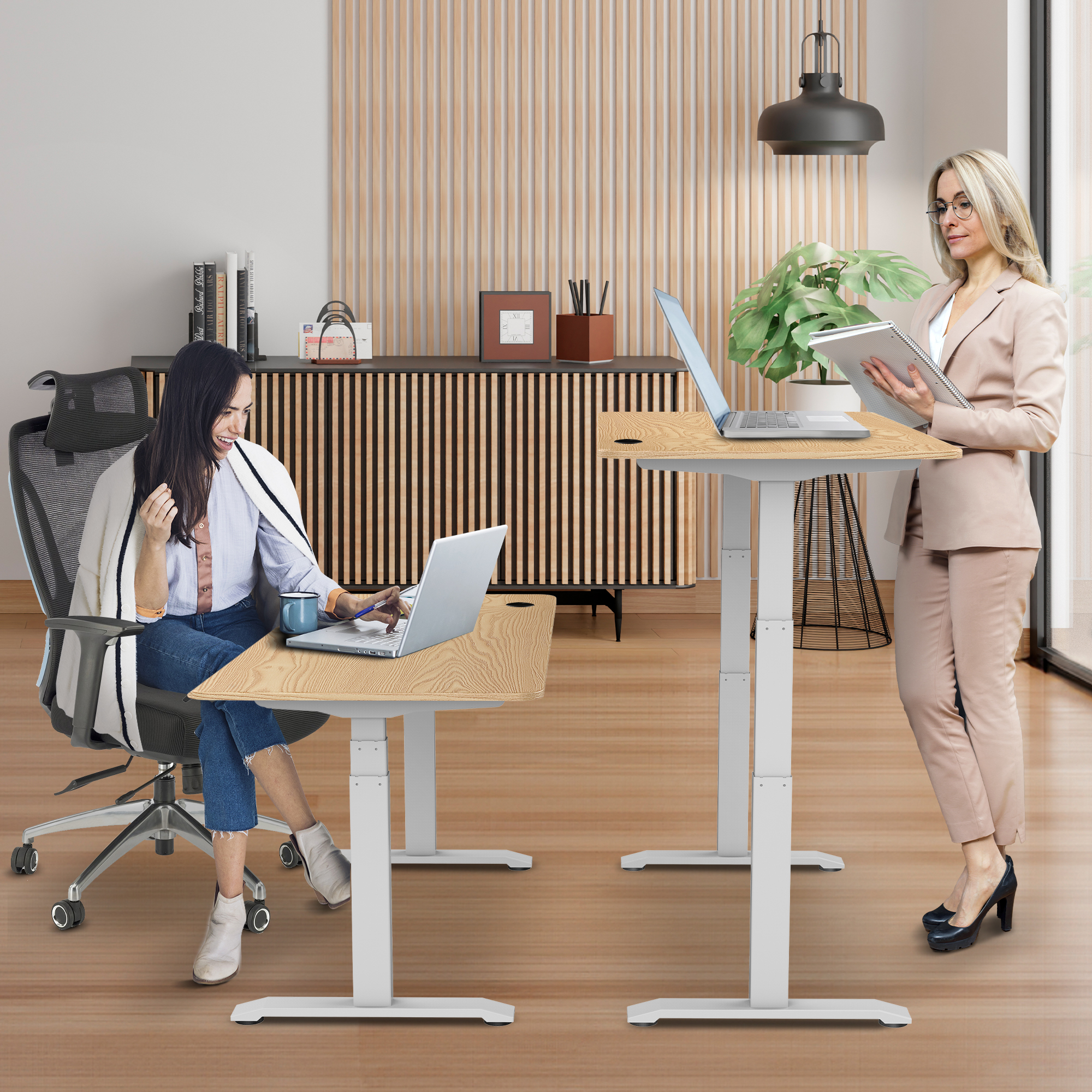 E-dual elektrisch zit-sta bureau 140x70